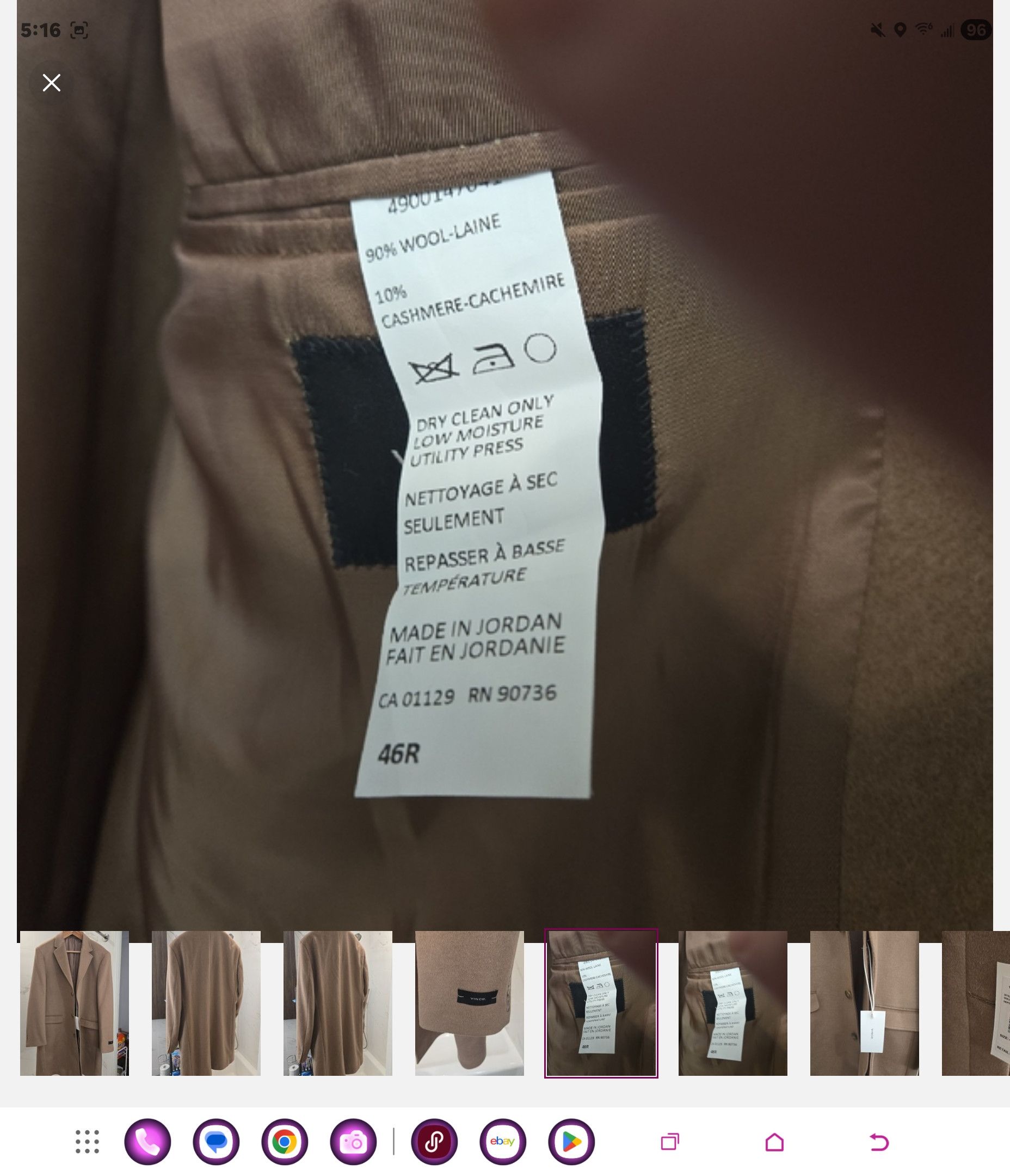 Vince Vince Camel Cashmere and Wool Coat 46R Size US XL / EU 56 / 4 - 5 Thumbnail