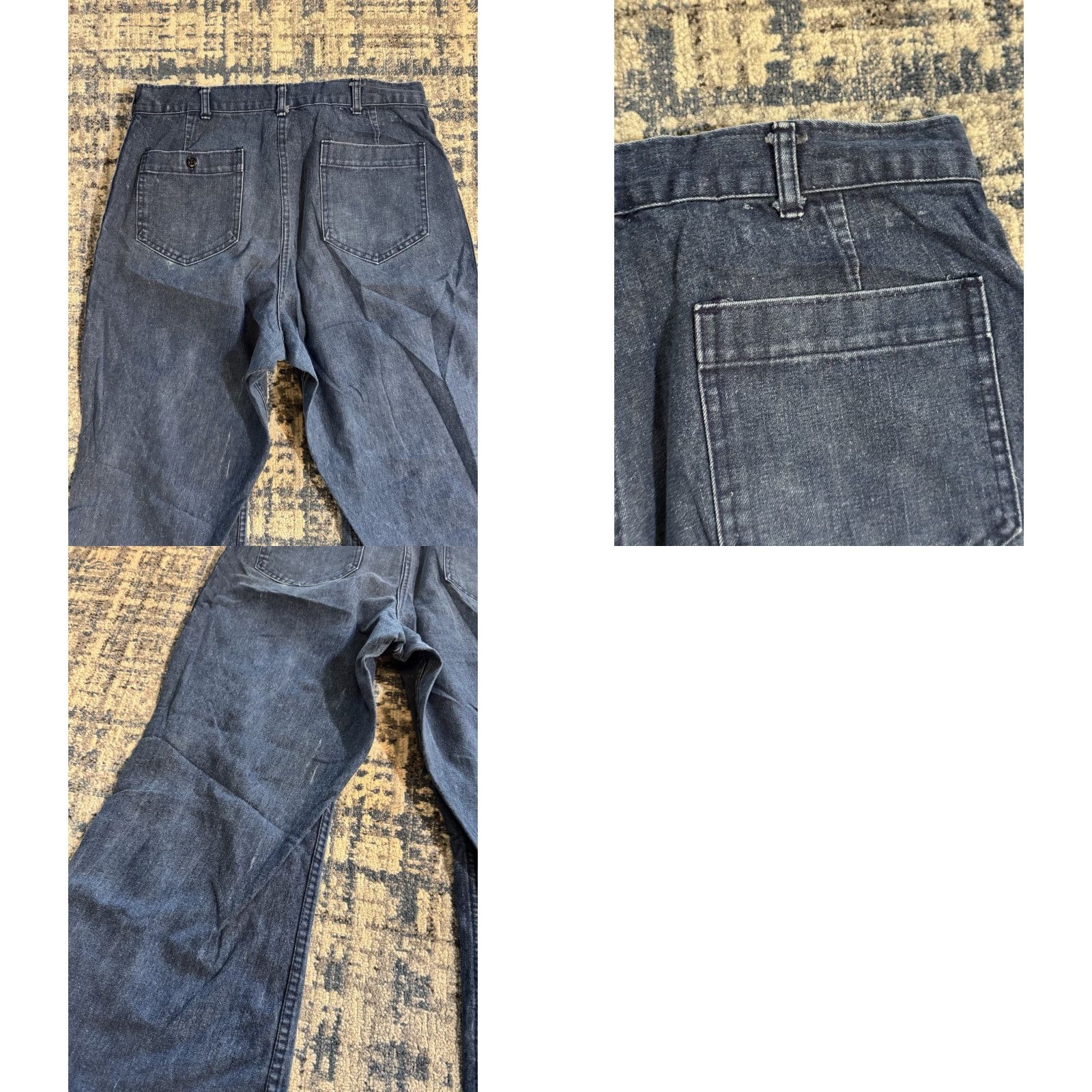 Vintage VTG 80s Seafarer US Navy Denim Utility Trousers Jeans Men’s Flare Bottom 33x26.5 Size US 33 - 8 Thumbnail