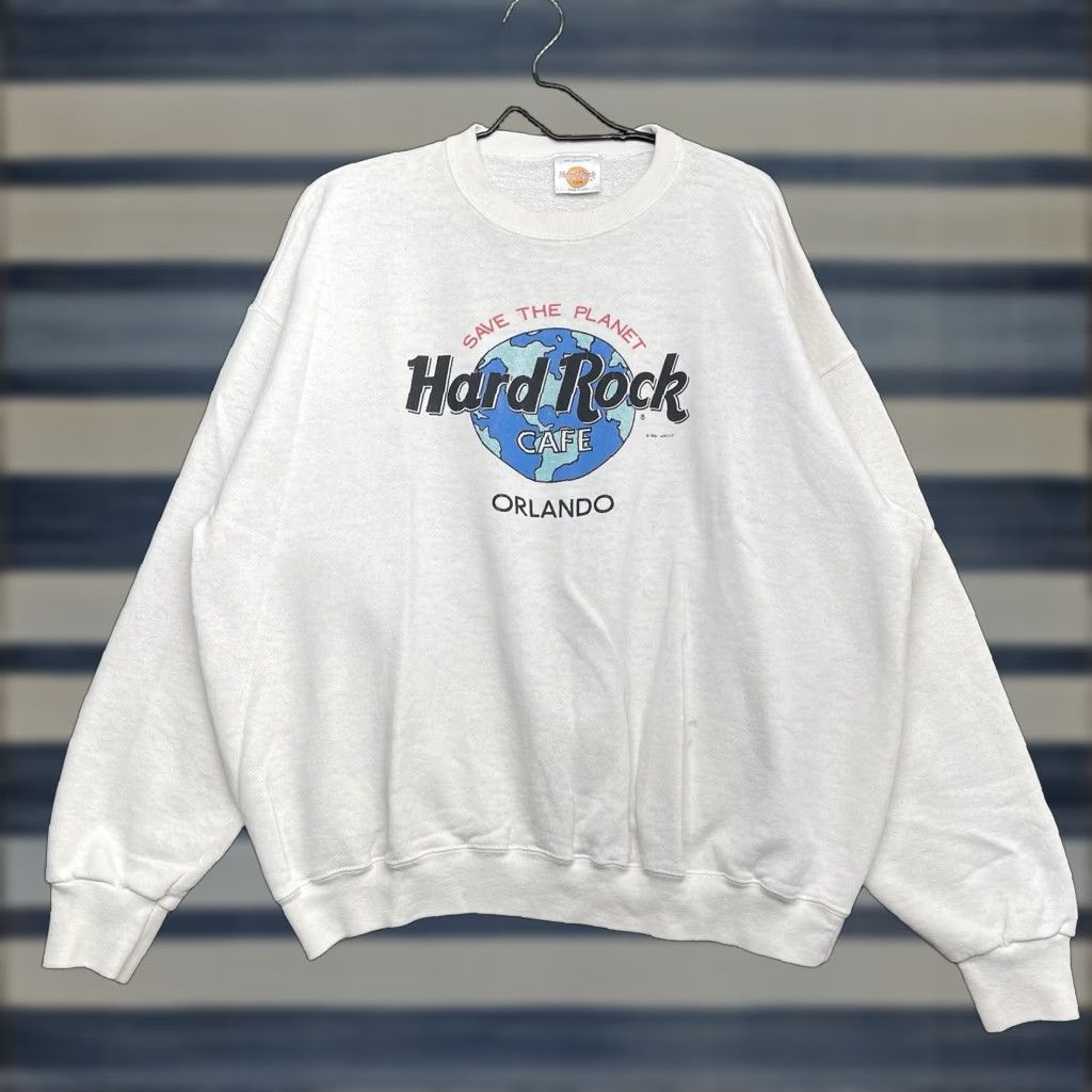 Hard Rock Cafe VINTAGE Hard Rock Cafe Sweatshirt Mens Large Crewneck White Graphic Print 80s 90s Rock N Roll Orlando USA Pullover Usb? Size US L / EU 52-54 / 3 - 1 Thumbnail
