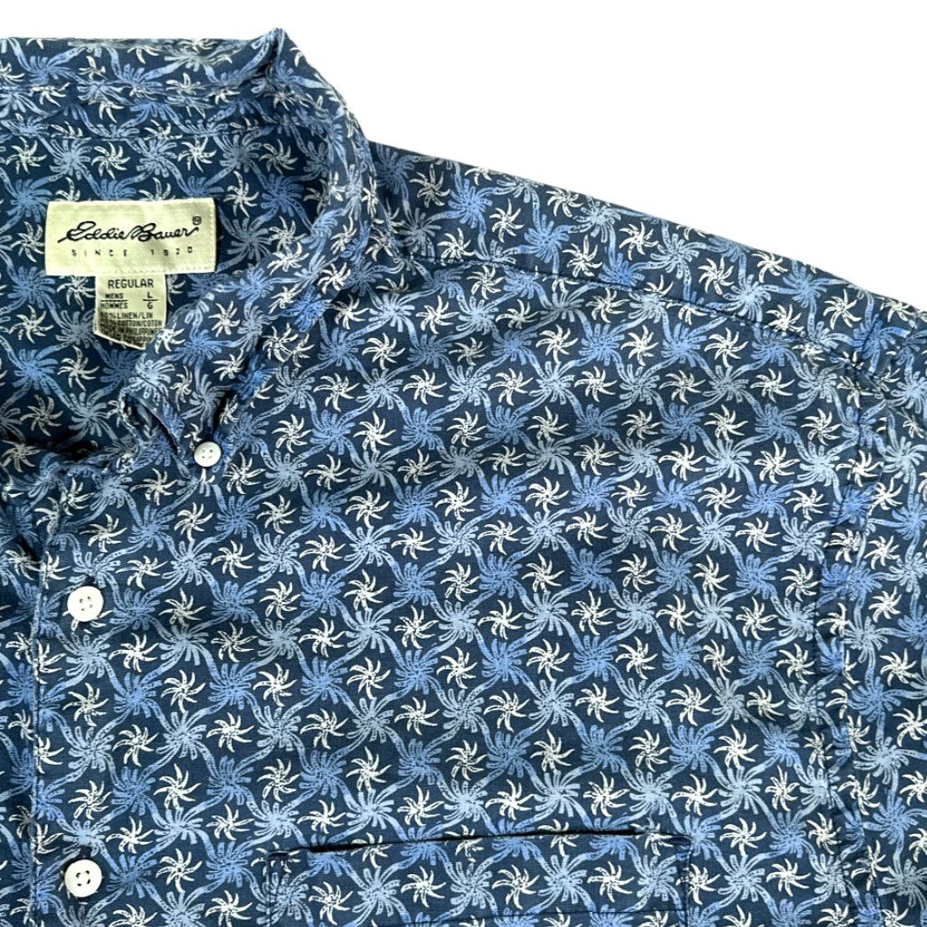 Eddie Bauer VINTAGE Eddie Bauer Shirt Adult LARGE Blue Linen Blend Pinwheel Oversized Y2K Size US L / EU 52-54 / 3 - 2 Thumbnail