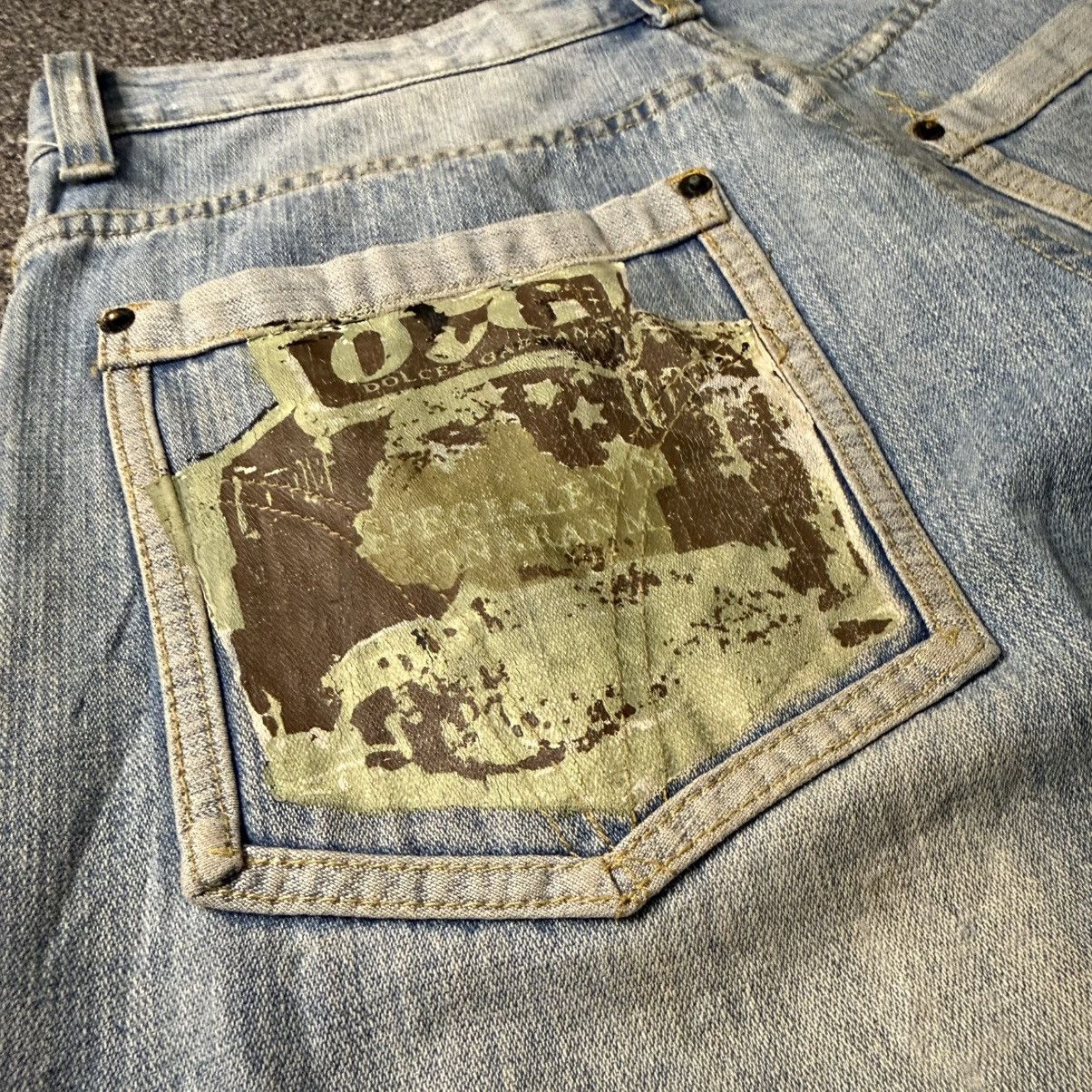 Dolce & Gabbana Vintage Rare 90s Blue Faded Distressed Denim Size US 34 / EU 50 - 12 Thumbnail