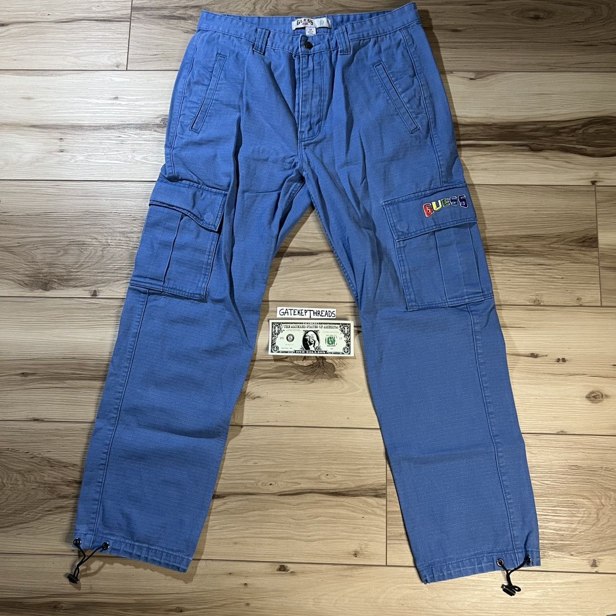 Guess × J Balvin Guess J Balvin Cargo Pants Blue Ripstop 2020 Rainbow Logo Size US 33 - 1 Thumbnail