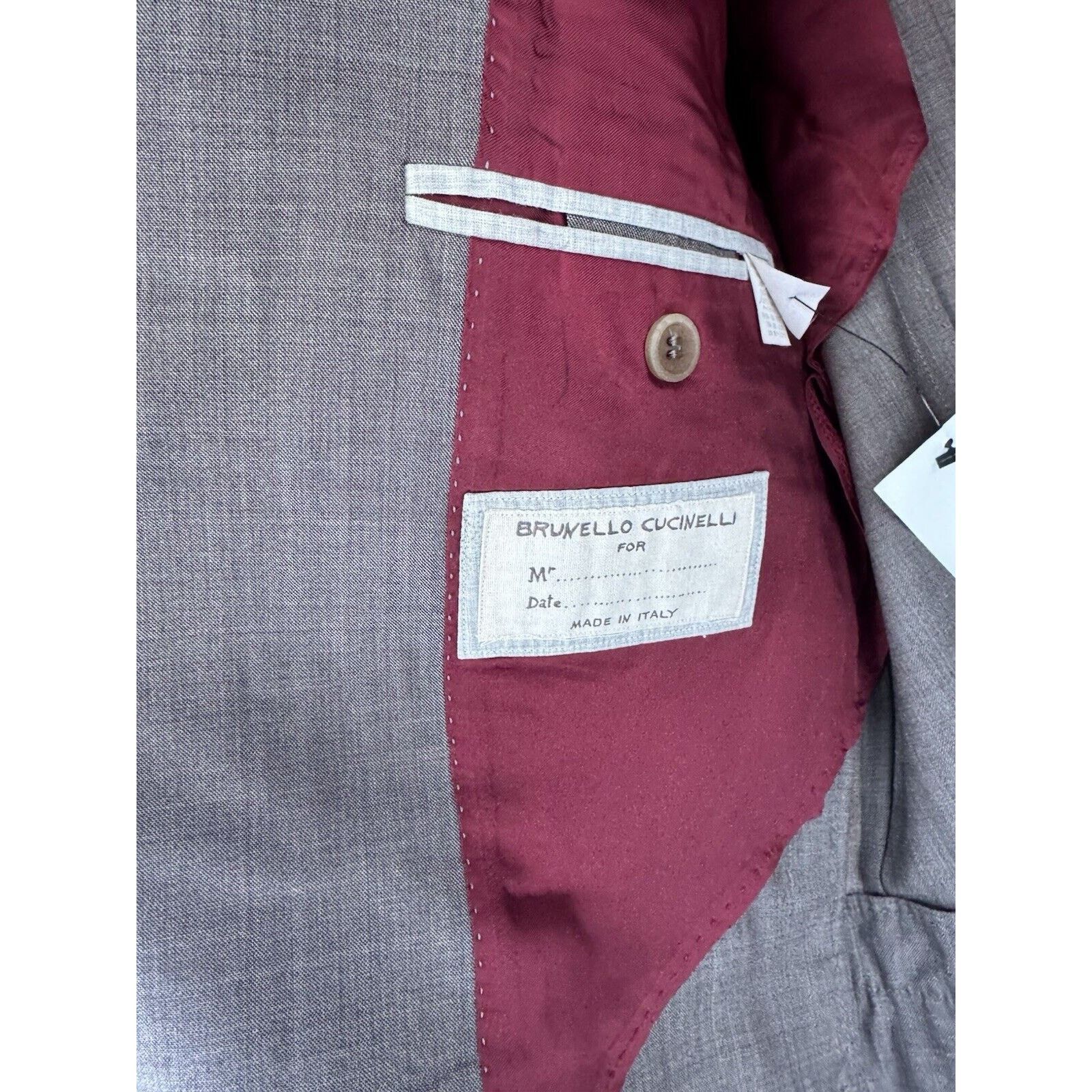 Brunello Cucinelli Brunello Cucinelli Peak Lapel Taupe Jacket 56/46 Wool Silk Size 46R - 3 Thumbnail