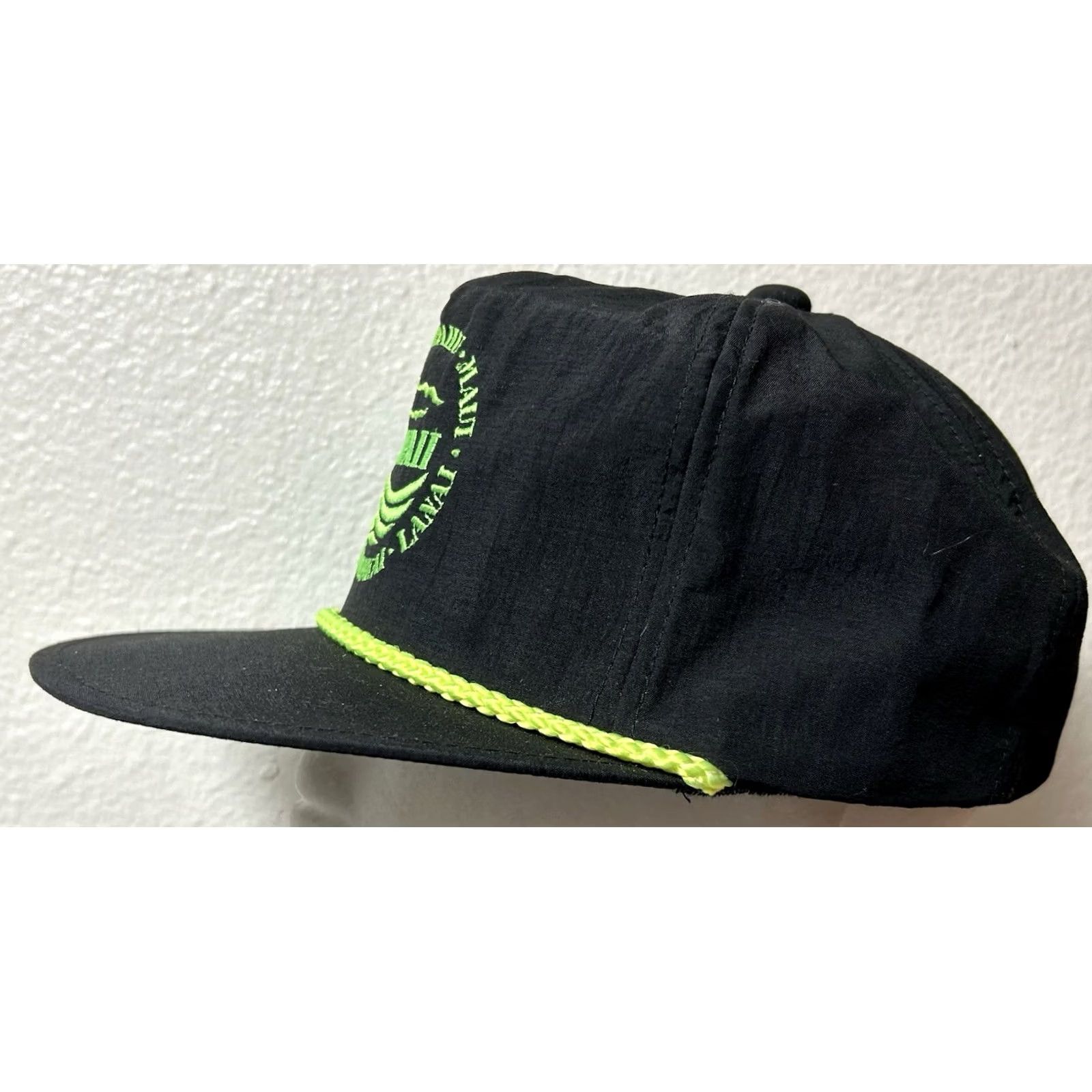 Vintage VINTAGE Hawaiian Headwear Snapback Hat Embroidered Black Rope Oahu Maui Lanai Molokai Kauai Men One Size 90s 80s Hawaiian Theme Size ONE SIZE - 4 Thumbnail