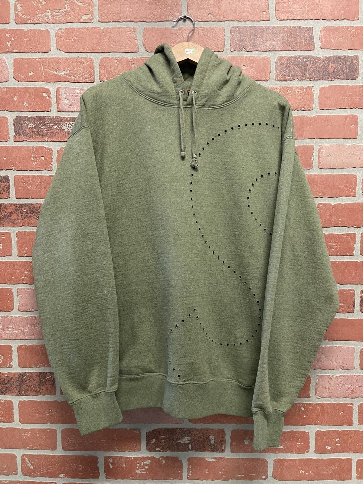 Size L - Supreme Laser Cut S Logo Hoodie Olive Green