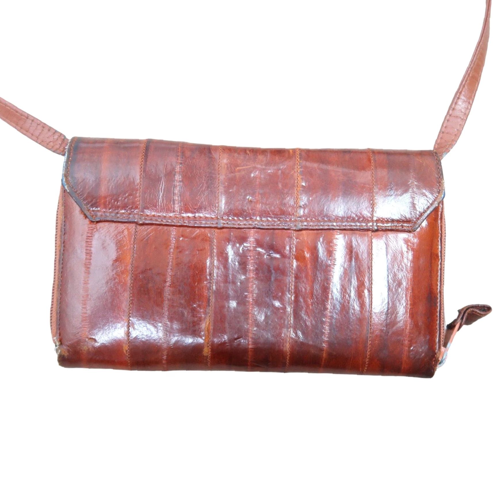 Lee VINTAGE Lee Sands Wallet Purse Crossbody Chain Strap Brown Eel Skin Bohemian Women 70s Size ONE SIZE - 3 Thumbnail