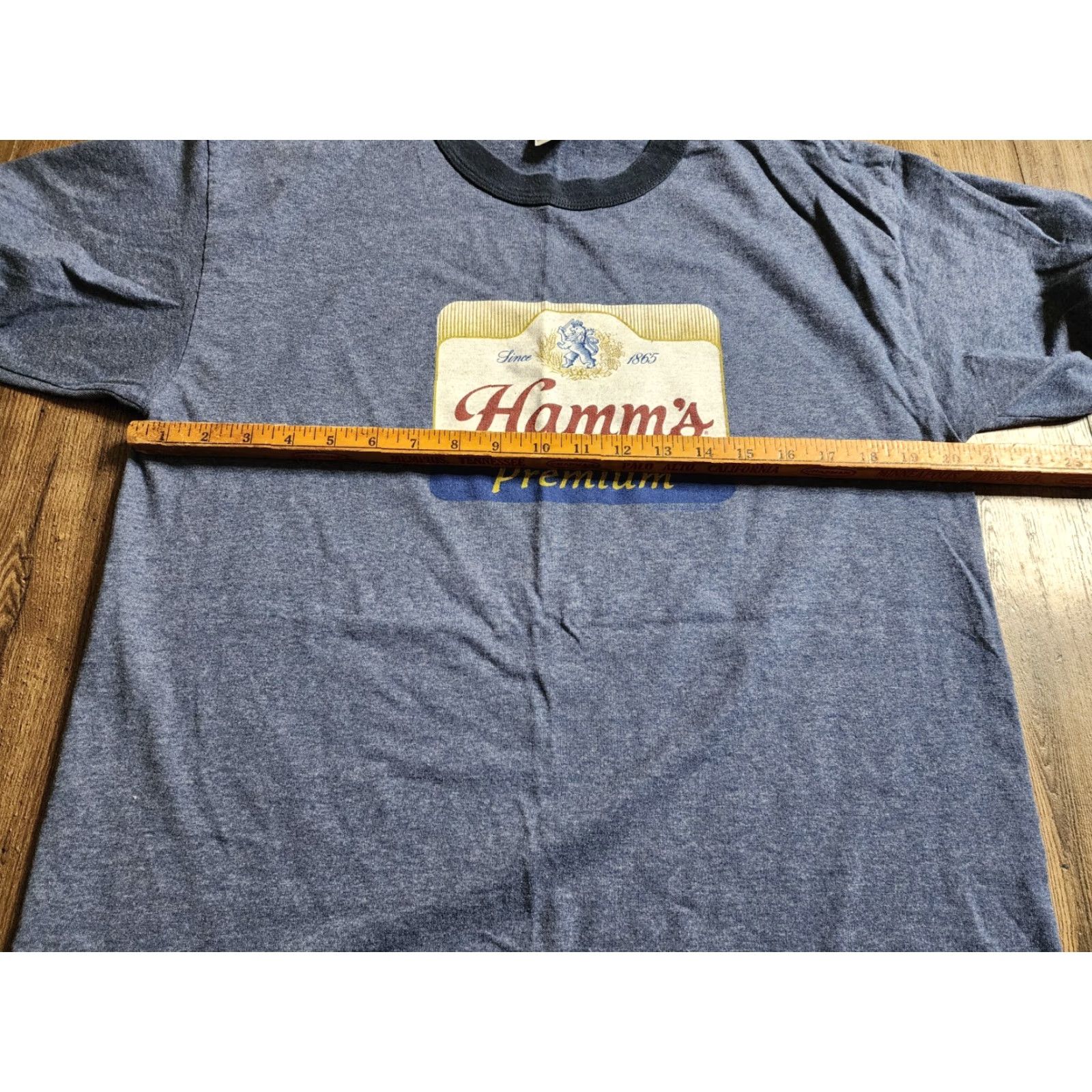 Logo 7 VINTAGE Alstyle Mens T-Shirt Hamm's Beer Logo Short Sleeve Crew Neck Blue 2000s Premium Ringer T Shirt Hag Monitoring Size US L / EU 52-54 / 3 - 3 Thumbnail
