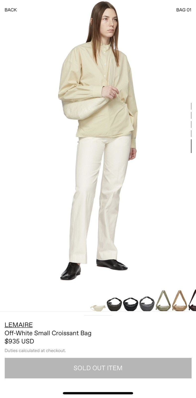 Lemaire Lemaire Small Coated Linen Canvas Croissant in “Almond Milk” Size ONE SIZE - 11 Thumbnail