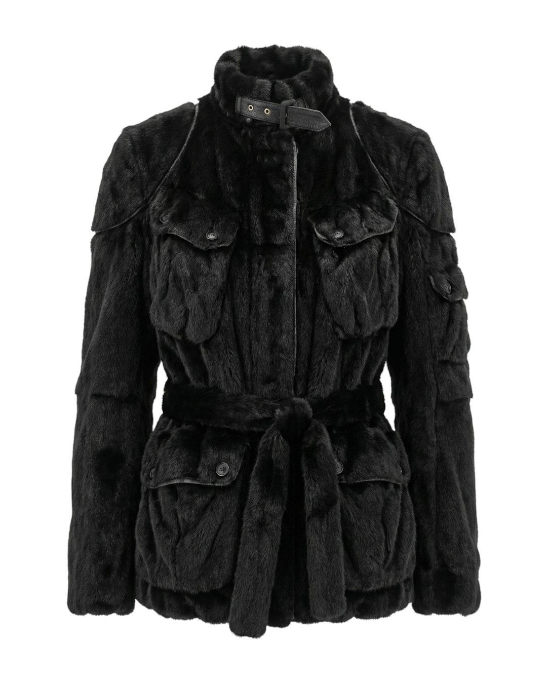 Roberto Cavalli ERMINE FUR BELTED JACKET Size M / US 6-8 / IT 42-44 - 1 Thumbnail