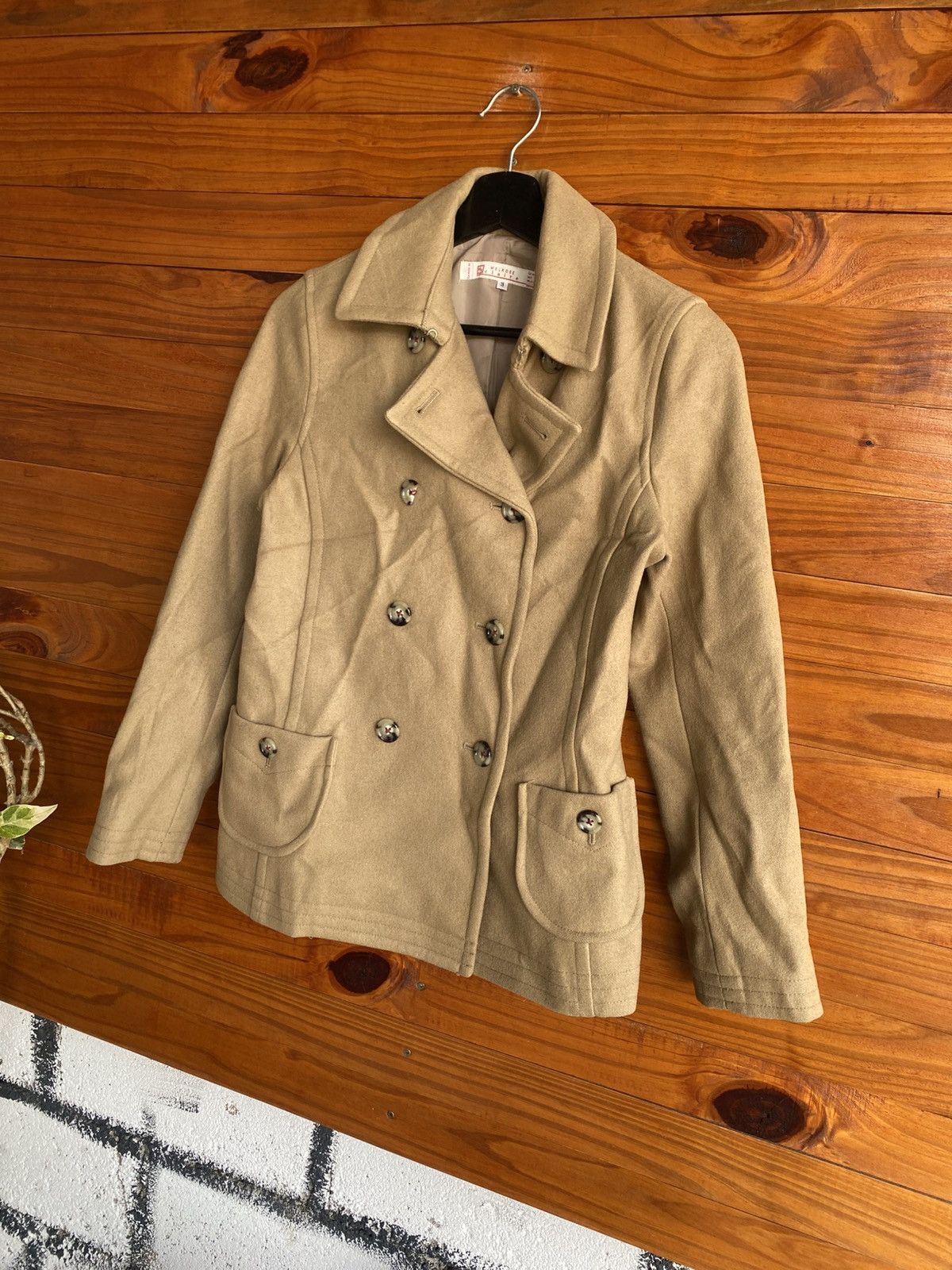 Melrose Vintage Melrose Claire Beige Wool Peacoat – Made in Japan Size M / US 6-8 / IT 42-44 - 4 Thumbnail