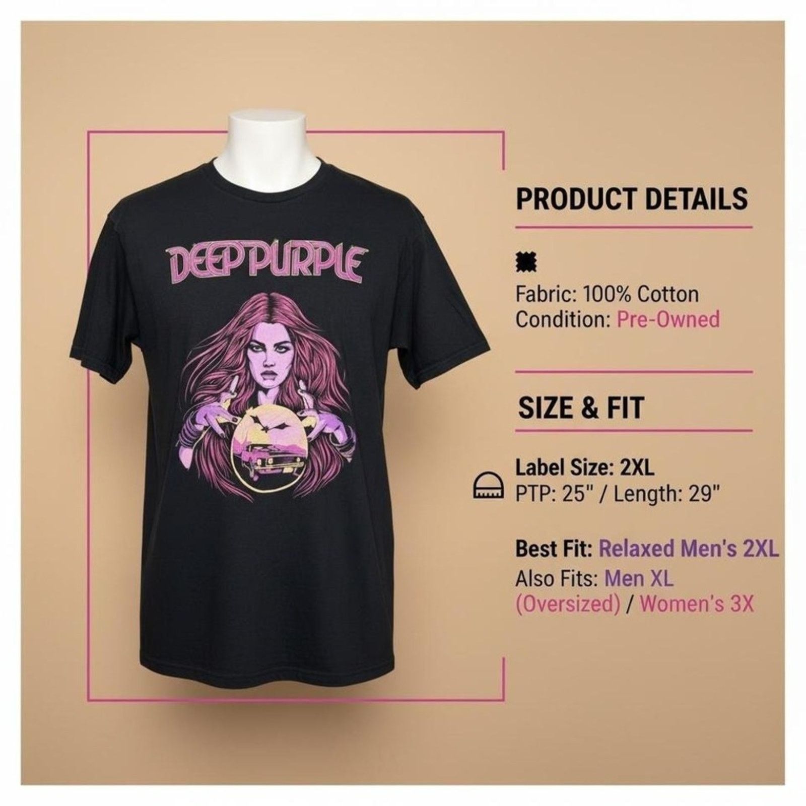 Other Deep Purple 2023 North American Tour Tee Shirt 2XL Pre-Owned Size US XXL / EU 58 / 5 - 6 Thumbnail
