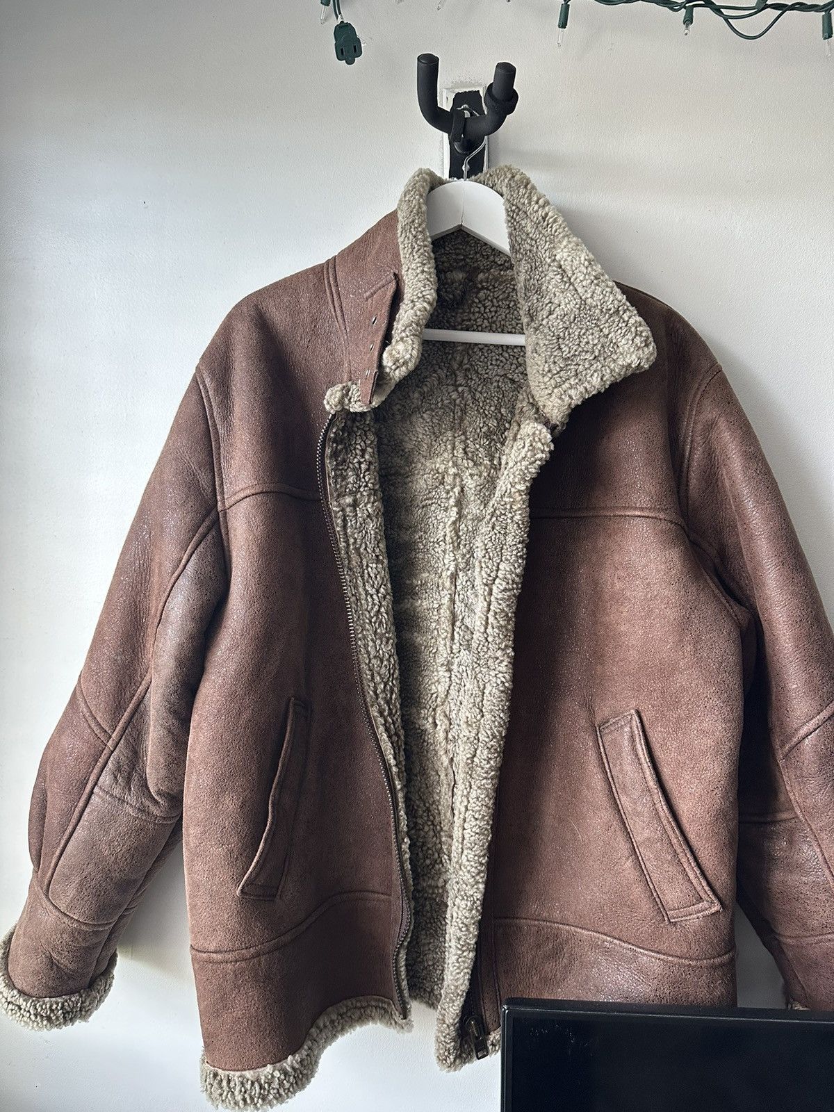 Oscar Leopold B3 leather Sherpa jacket | Grailed