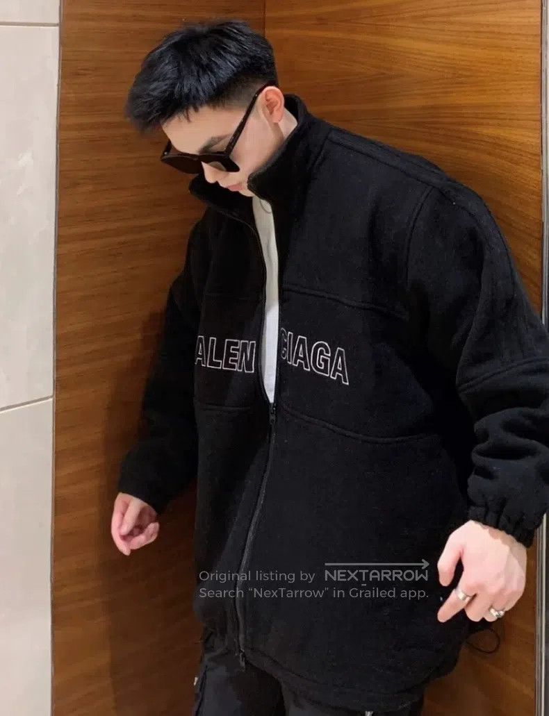Balenciaga Balenciaga Black Big Logo Wool Cotton Jacket Size US S / EU 44-46 / 1 - 5 Thumbnail