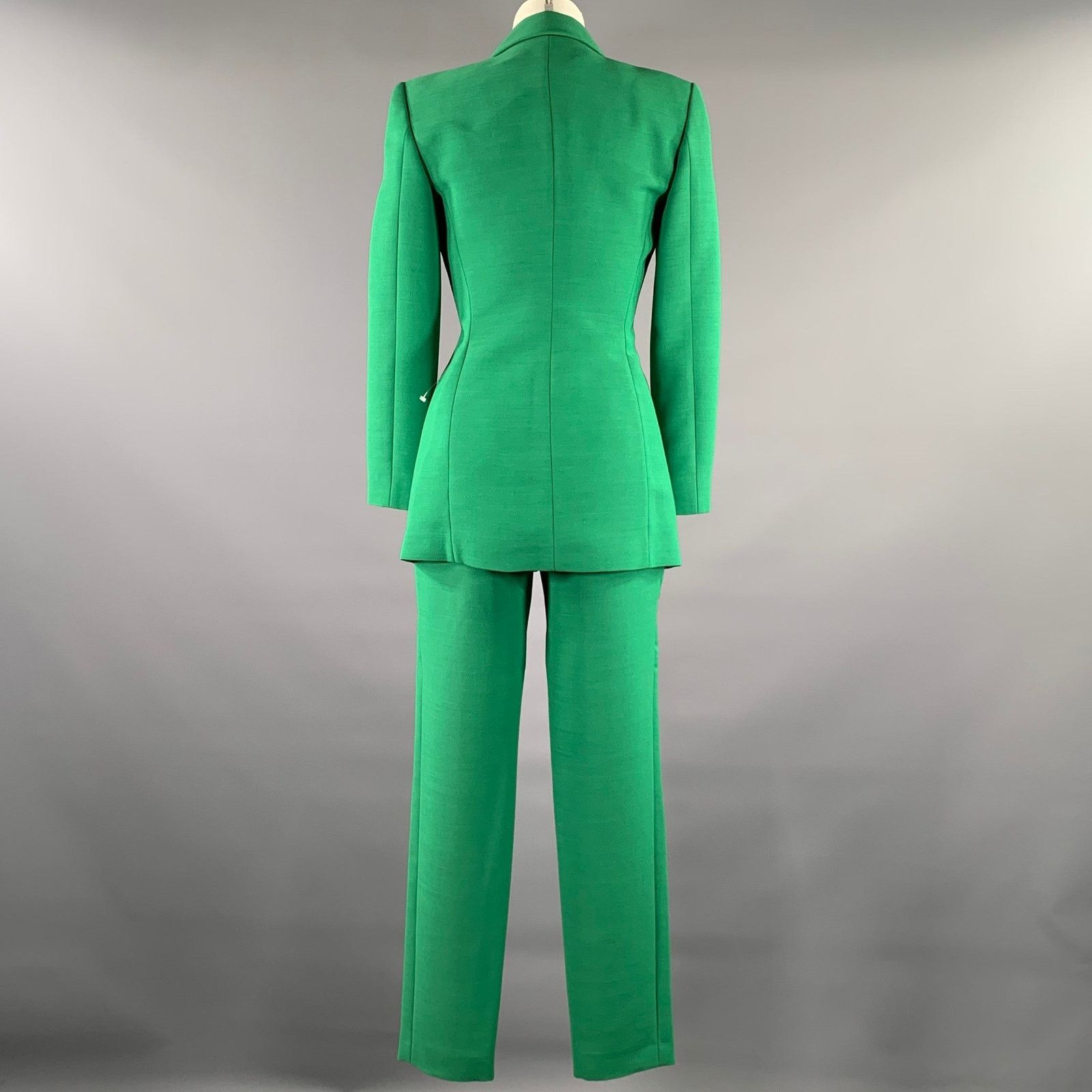 Byblos BYBLOS Size S Green Wool Blend Notch Lapel Pants Suit Size 26" / US 2 / IT 38 - 3 Thumbnail