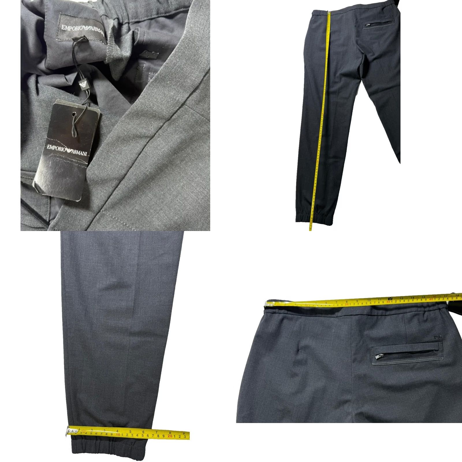 Emporio Armani Emporio Armani Men's Gray Tailored Pants Slim Fit Zip Ankle | Size 54 | Wool Front Flat Front Dress Pants Gray 34 in Inseam 32 in Regular Mens Size US 38 / EU 54 - 8 Thumbnail
