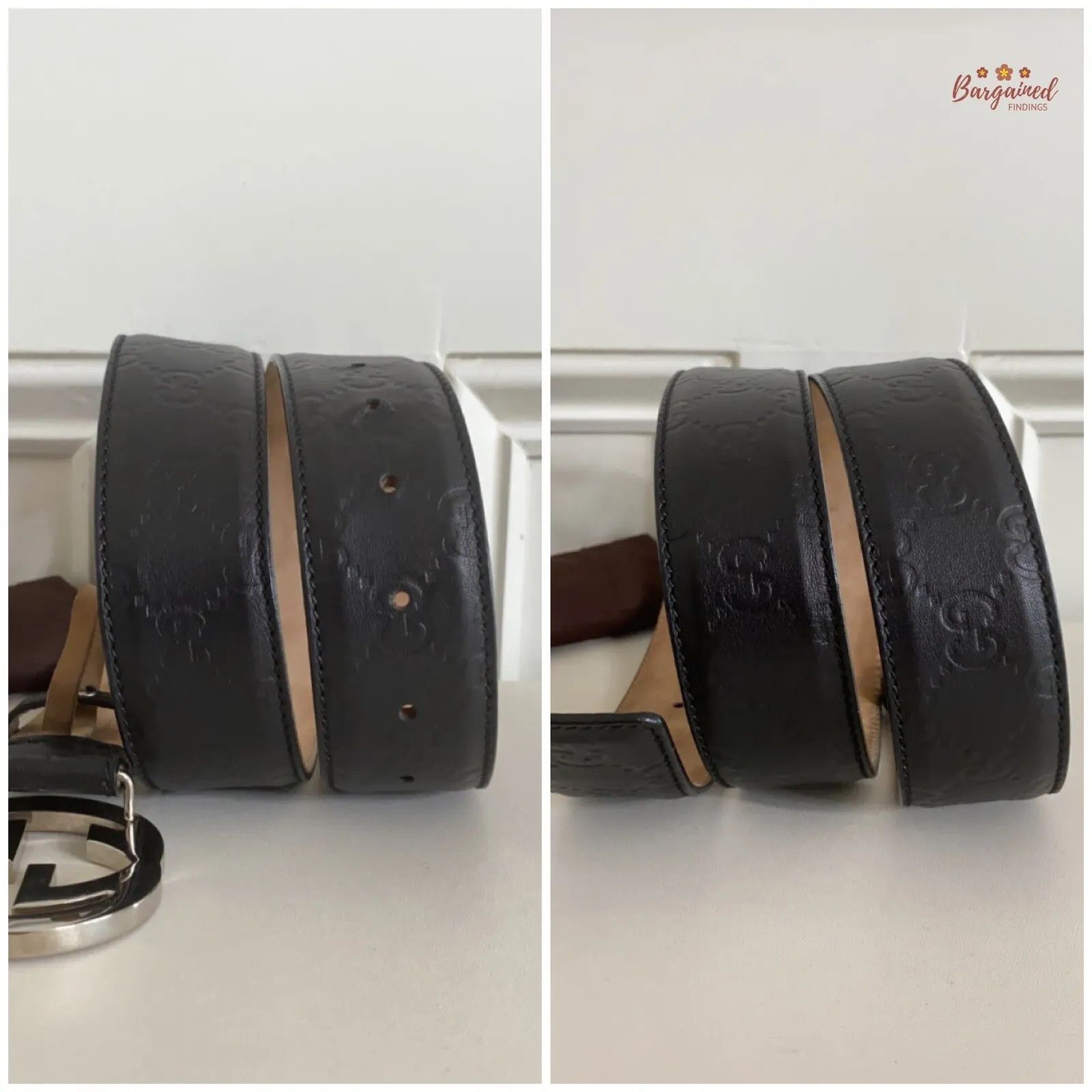 Gucci Gucci Black Guccissima Leather Silver Interlocking G Belt Size 34 - 5 Thumbnail