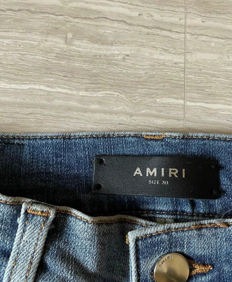 Amiri Amiri super patchwork destroyed blue jeans Size US 30 / EU 46 - 2 Thumbnail