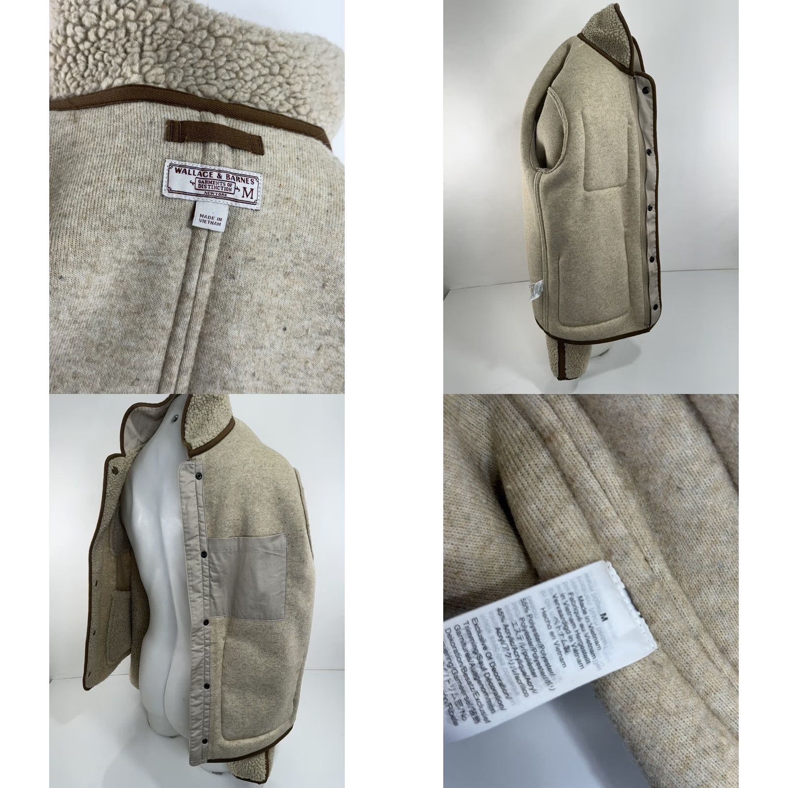 Wallace & Barnes Wallace & Barnes Jacket Ranch Western Fleece Shawl Collar M Mens Light Brown Tan Beige Modern Style Ranch Western M Jacket Size US M / EU 48-50 / 2 - 8 Thumbnail