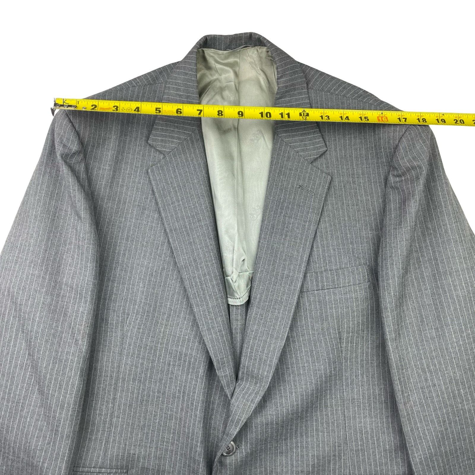 Stafford VTG Stafford Men's 100% Wool 2-Button Suit Gray Stripe • 46R Size 46R - 9 Thumbnail