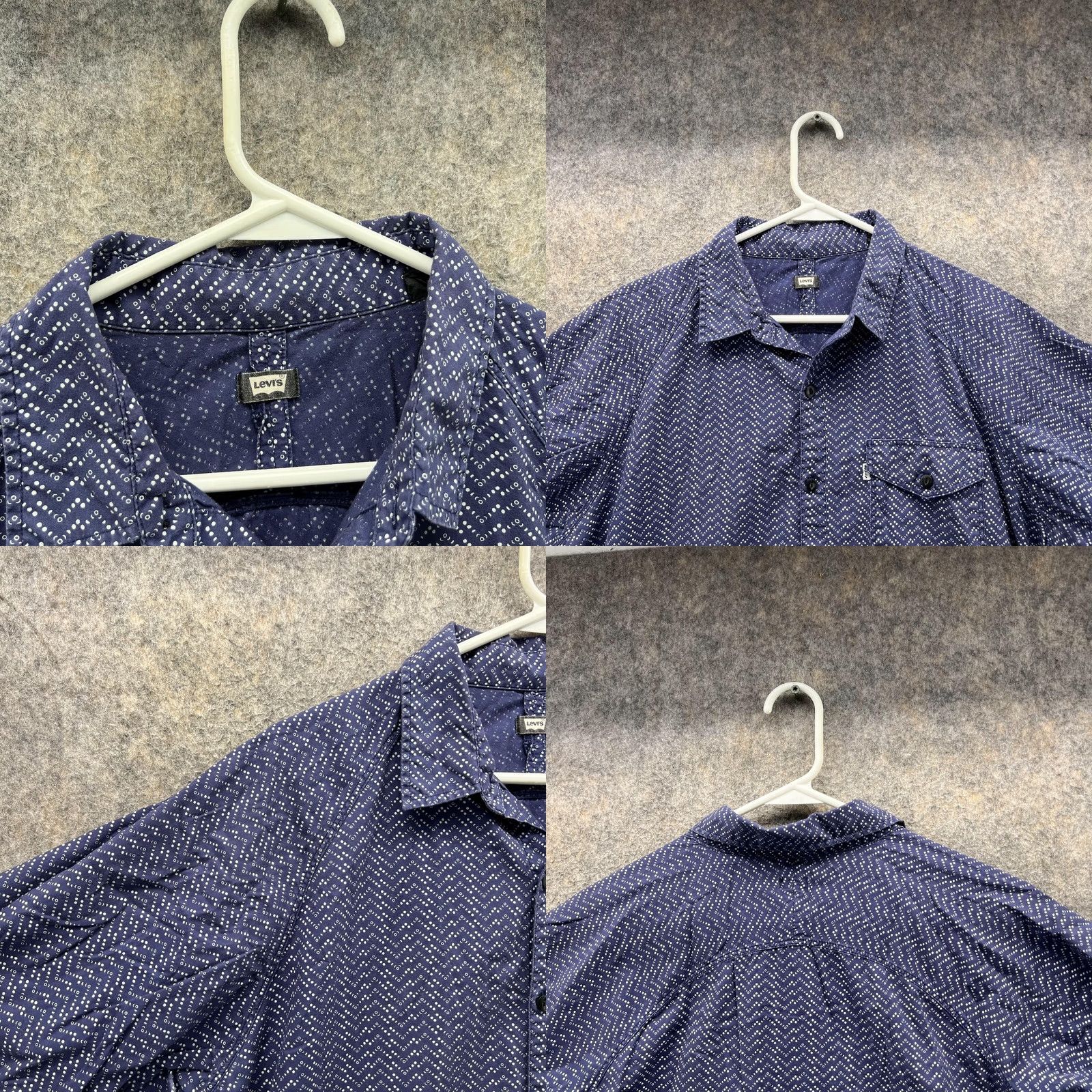 Levi's Levi's Shirt Men Large Adult Blue Pocket Button Down Dots Short Sleeve Cotton Shirt Size US L / EU 52-54 / 3 - 8 Thumbnail
