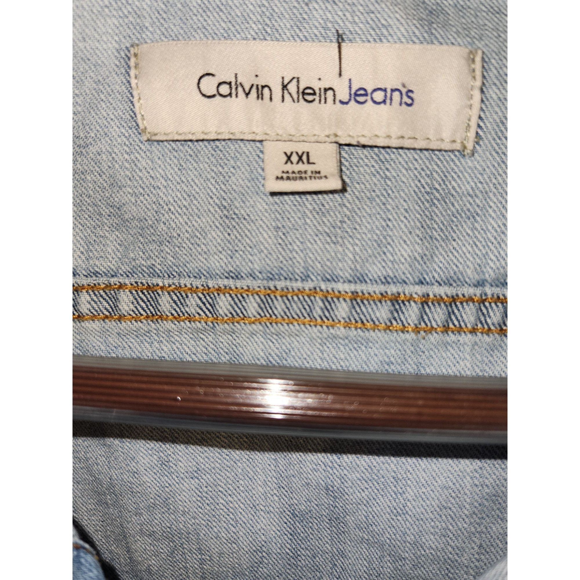 Calvin Klein Calvin Klein Mens XXL Denim Trucker Jacket With Button Closu Size US XXL / EU 58 / 5 - 2 Thumbnail