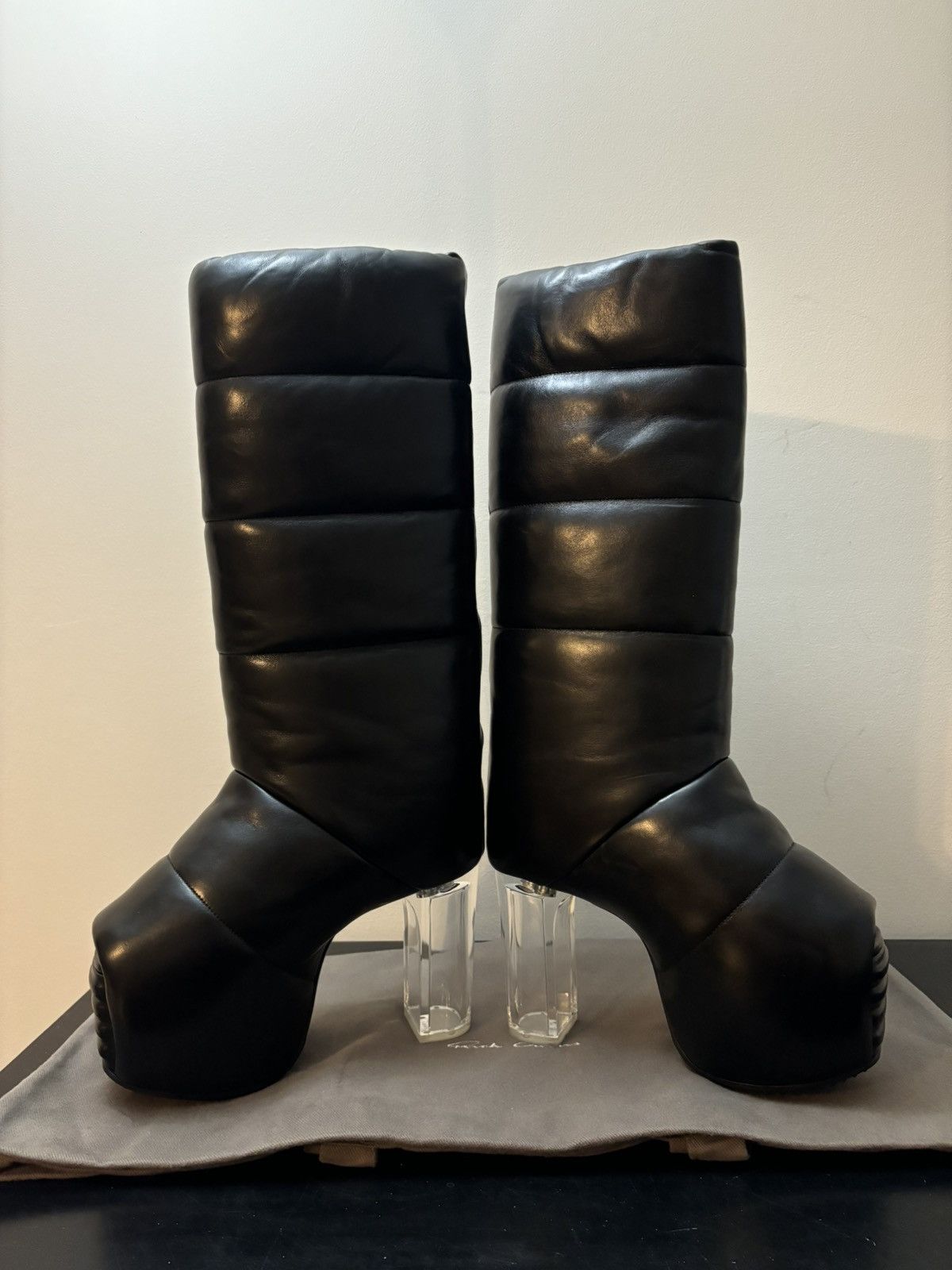 Rick Owens Rick Owens Padded Pull On Leather Platform Boots Black Size US 7 / IT 37 - 3 Thumbnail