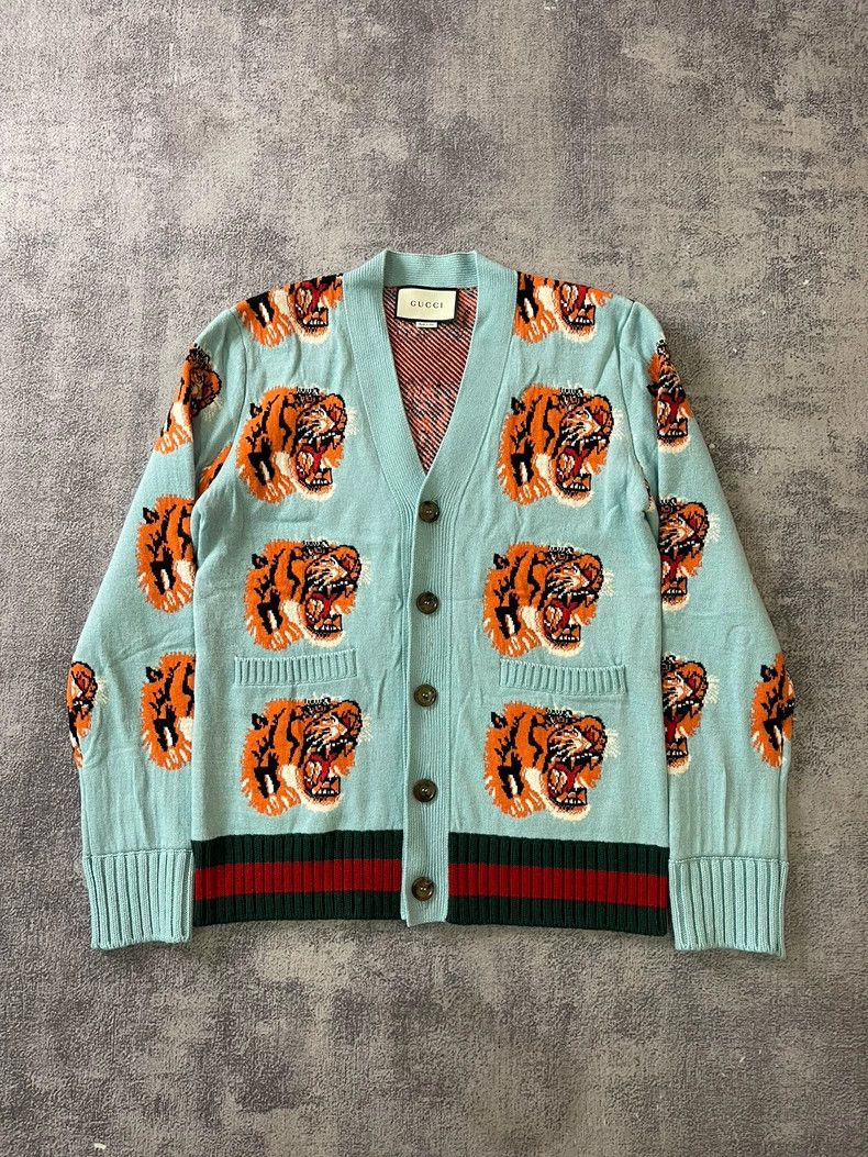 Gucci Gucci Full-print tiger head pattern button cardigan 2503-Ne Size US XS / EU 42 / 0 - 1 Thumbnail