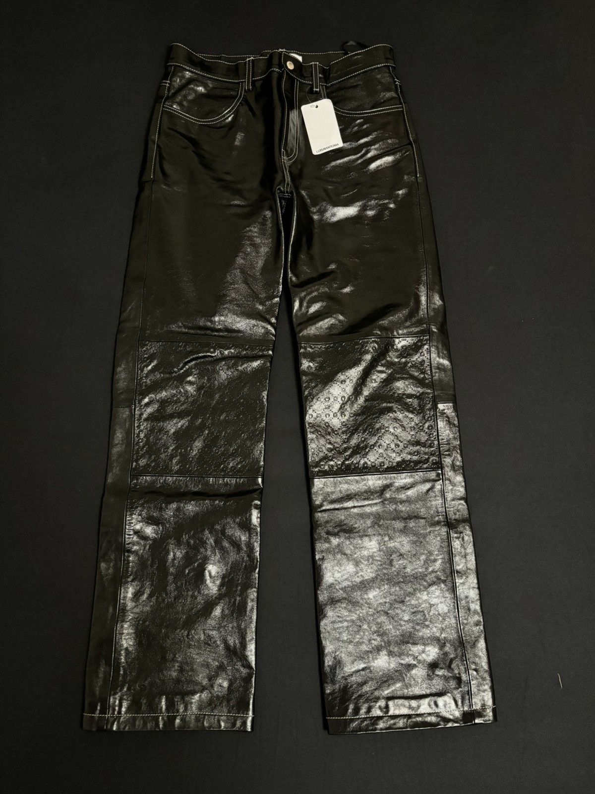 Marine Serre MARINE SERRE Moon leather wide leg pants Size US 32 / EU 48 - 1 Thumbnail