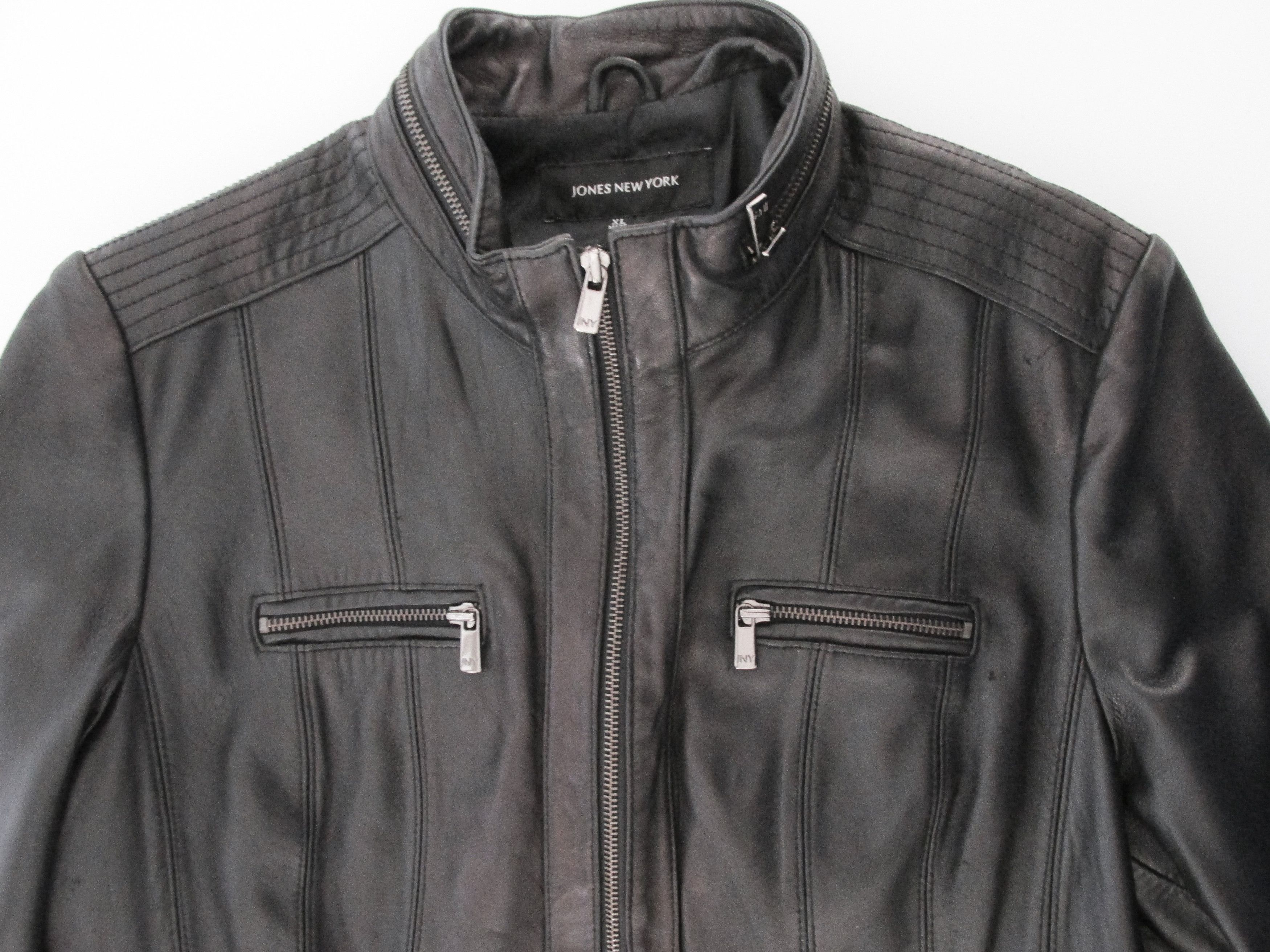 Jones New York Jones NY Women's Motorcycle Styled Leather Jacket Size XL Size XL / US 12-14 / IT 48-50 - 3 Thumbnail