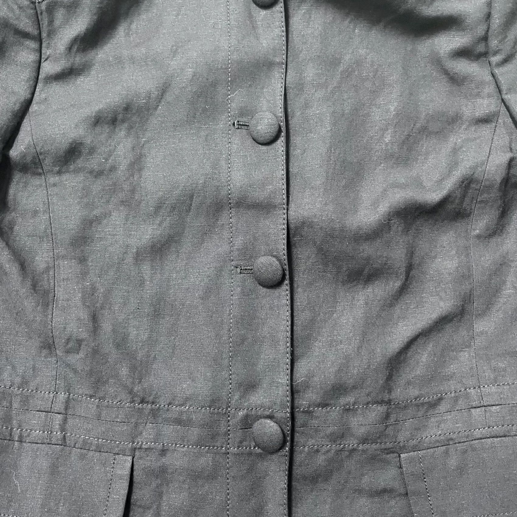 Karl Lagerfeld Karl Lagerfeld Paris Blazer Womens 8 Gray Linen Blend 3/4 Sleeve Button Front Size M / US 6-8 / IT 42-44 - 2 Thumbnail