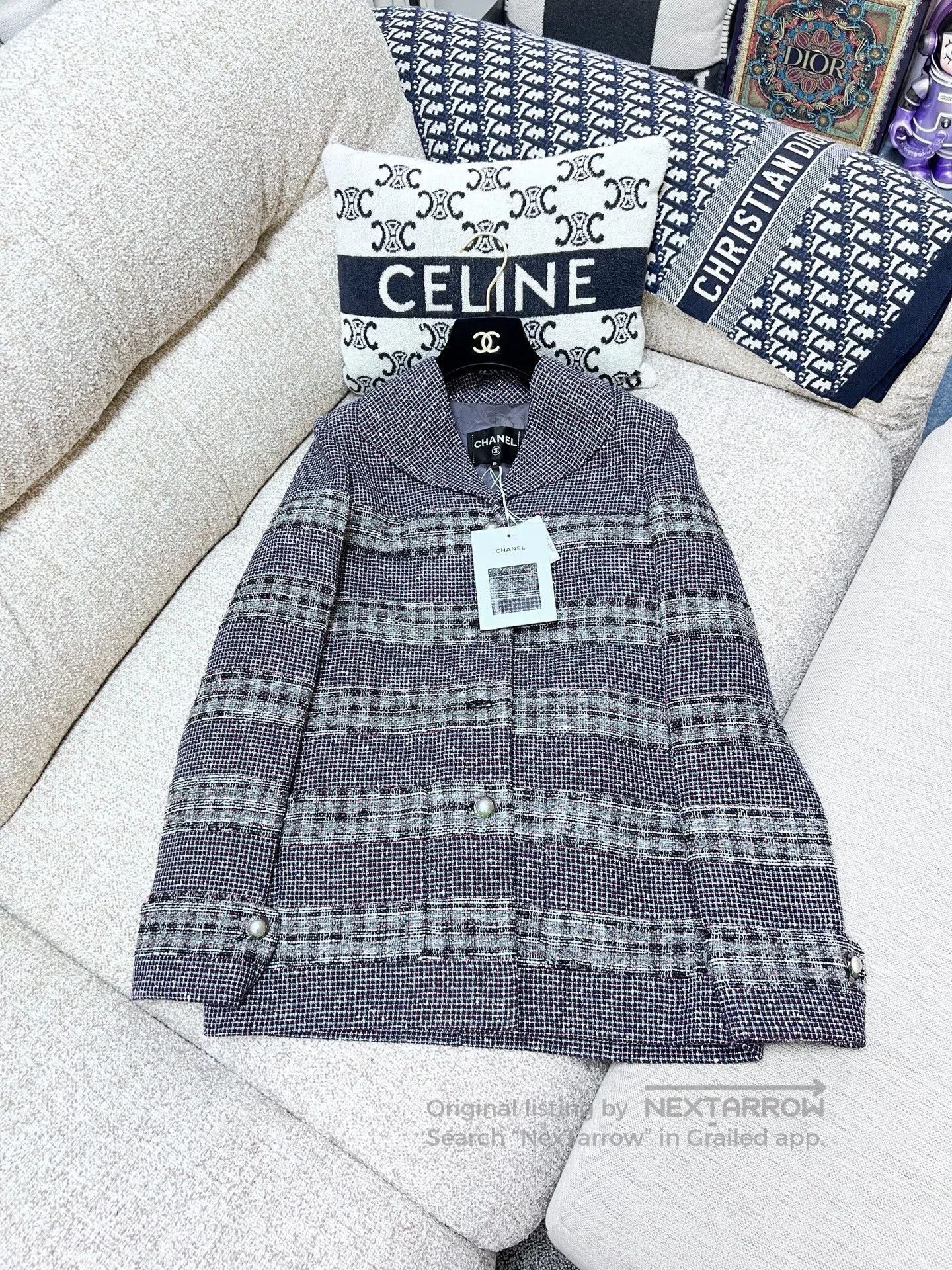 Chanel Chanel Purple Striped Tweed Coat. Size US S / EU 44-46 / 1 - 4 Thumbnail