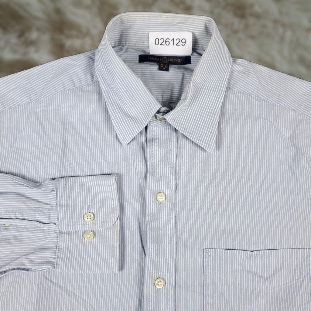 Tommy Hilfiger VINTAGE Tommy Hilfiger Shirt Mens M Blue Striped Button-Up Long Sleeve Collared Size US M / EU 48-50 / 2 - 1 Thumbnail