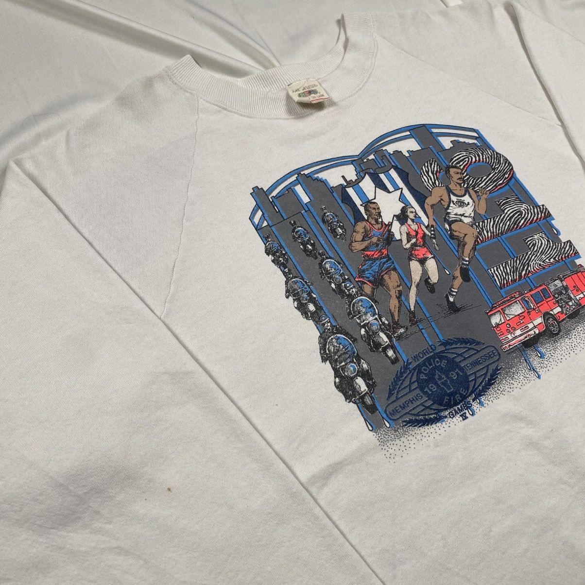 Fruit Of The Loom Vintage 1991 Memphis Tennessee Police Fire Games Crewneck Size US L / EU 52-54 / 3 - 5 Thumbnail