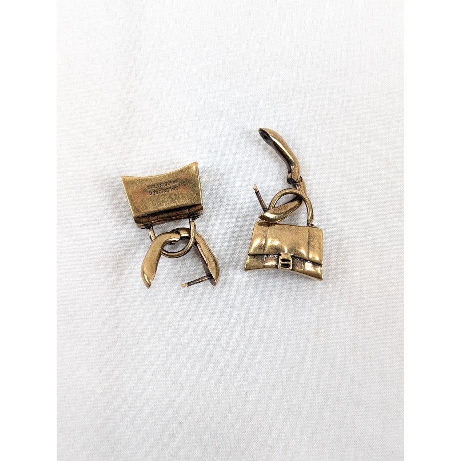 Balenciaga o1rshd1 Size: OS / Bag Earrings Bronze & Brass Antique Gold Size ONE SIZE - 7 Thumbnail