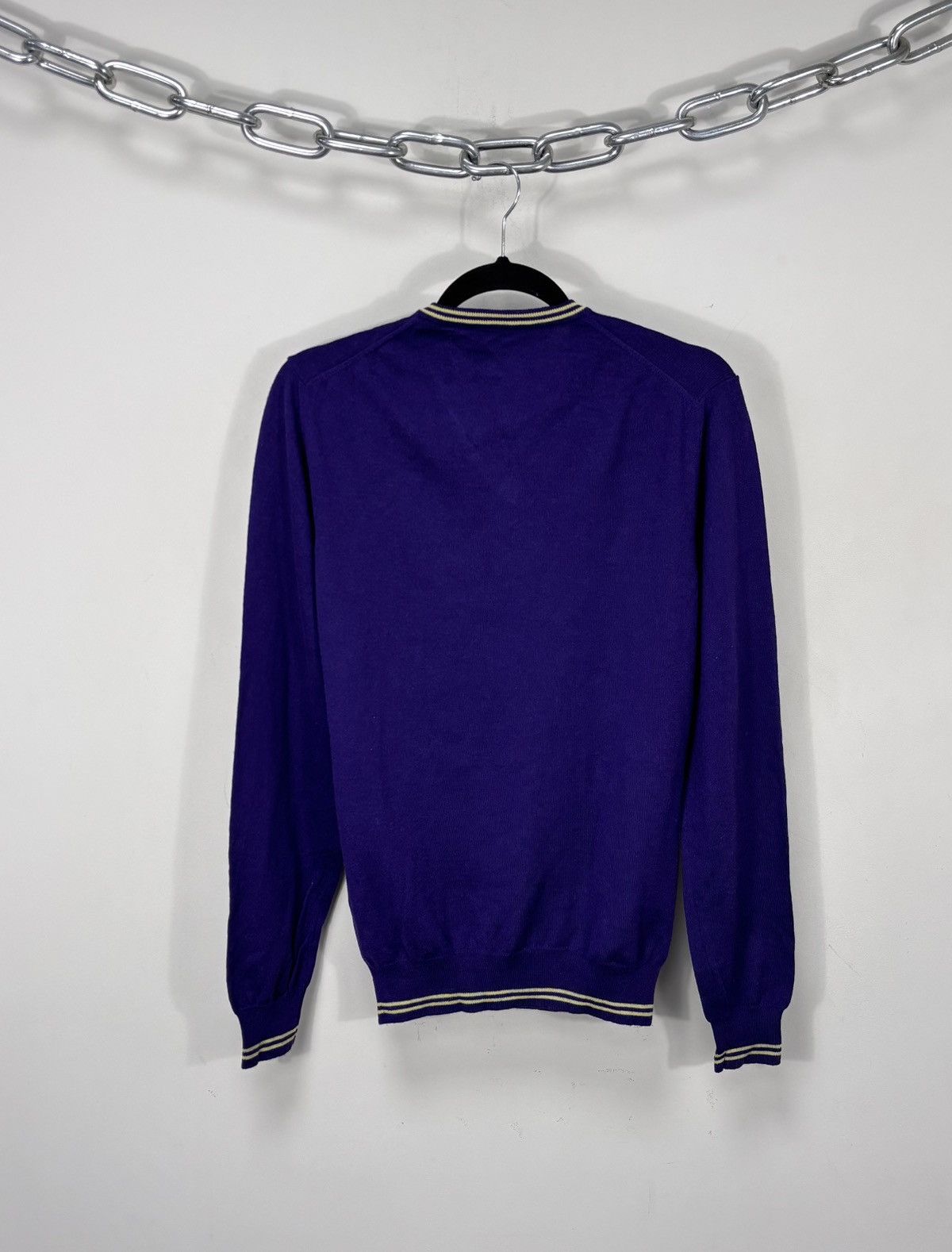 Versus Versace Versus Versace Men’s Purple V-Neck Wool Sweater Jumper Size US L / EU 52-54 / 3 - 12 Thumbnail
