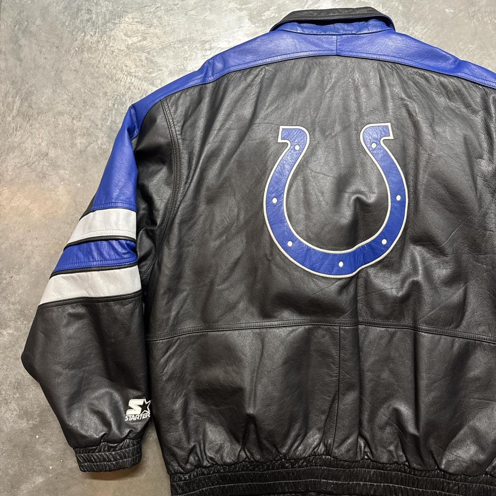Starter × Vintage Vintage 90s Indianapolis Colts Starter NFL Leather Jacket Size US XL / EU 56 / 4 - 2 Thumbnail