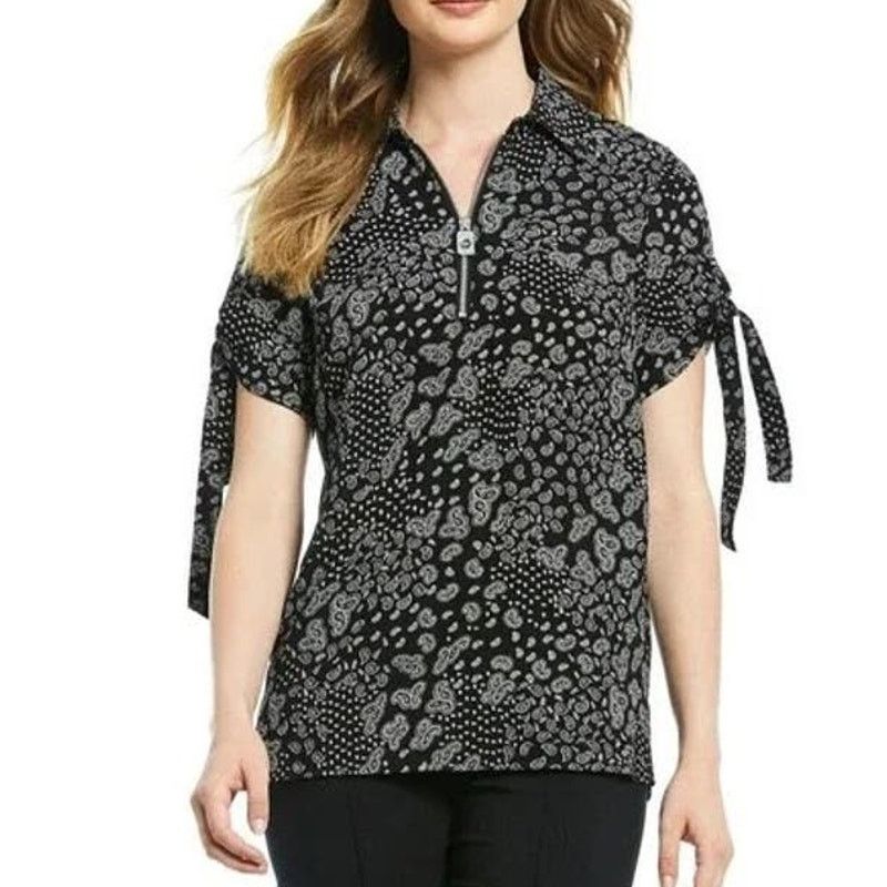Michael Kors Michael Kors Blouse Paisley Grommet & Tie Sleeve Zip Front S Size S / US 4 / IT 40 - 1 Thumbnail