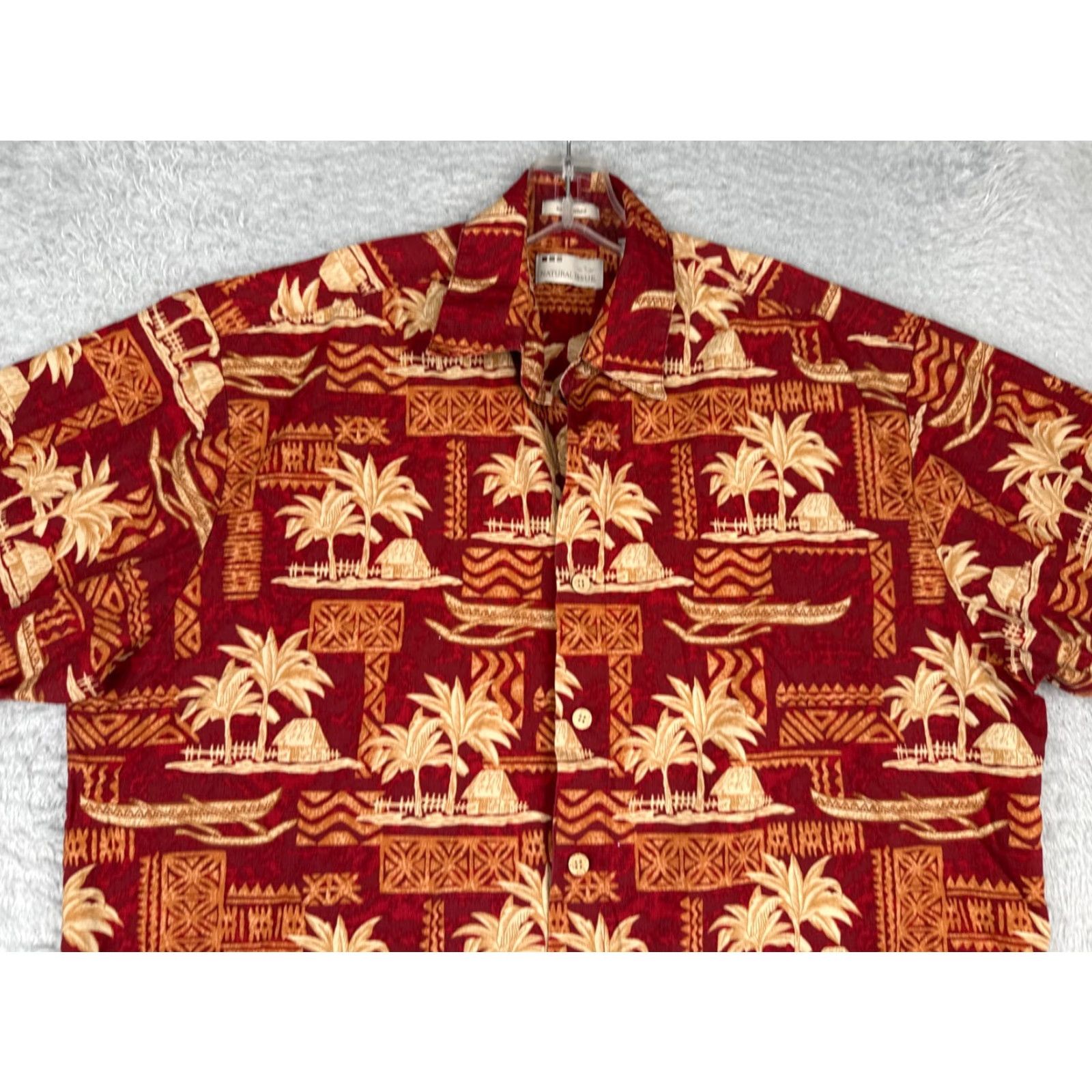 Vintage Natural Issue Button-Up Shirt Men M Red Floral Cotton 100% Button-Down Short Sleeve Collared 44 in Regular Size US M / EU 48-50 / 2 - 4 Thumbnail