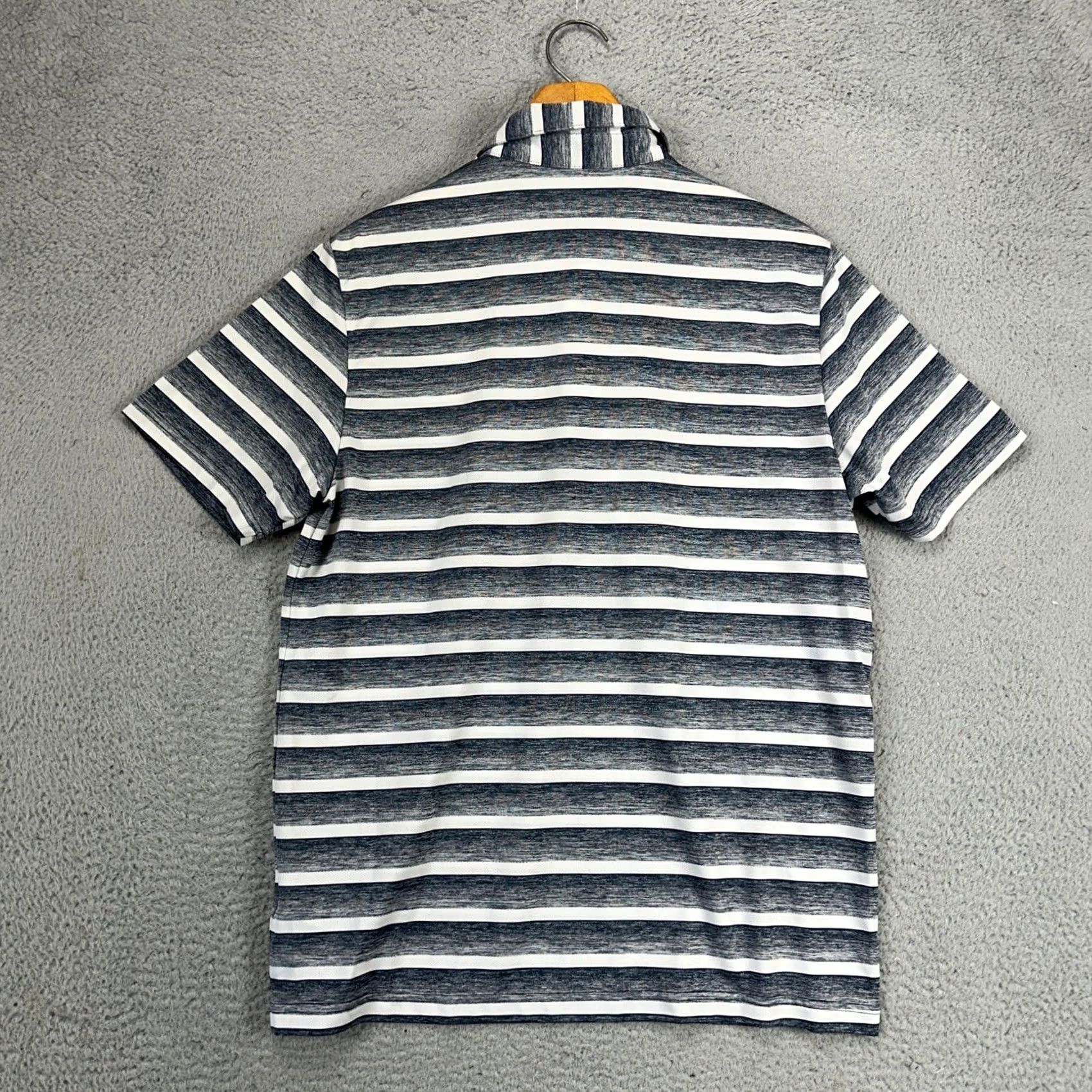 Adidas Adidas Golf Polo Shirt Mens Large Gray White Stripe Short Sleeve Logo Rugby Performance Size US L / EU 52-54 / 3 - 3 Thumbnail