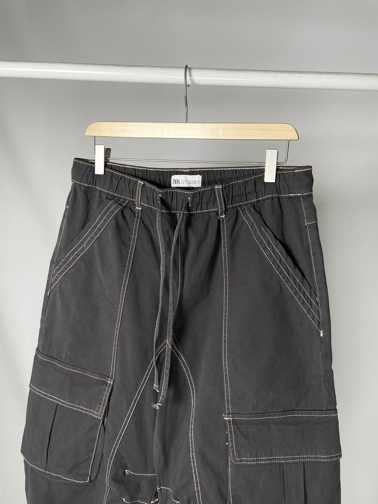 Zara Zara Aviator Parachute Cargo Navy Green Pants Military style Size US 34 / EU 50 - 2 Thumbnail