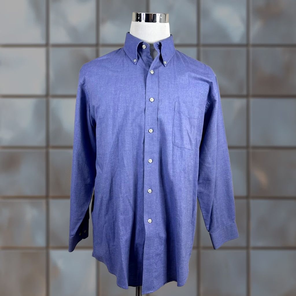 Lands' End Lands End Mens 16.5 32/33 Original Oxford Blue 100% Cotton Button Down Shirt Size US XL / EU 56 / 4 - 1 Thumbnail