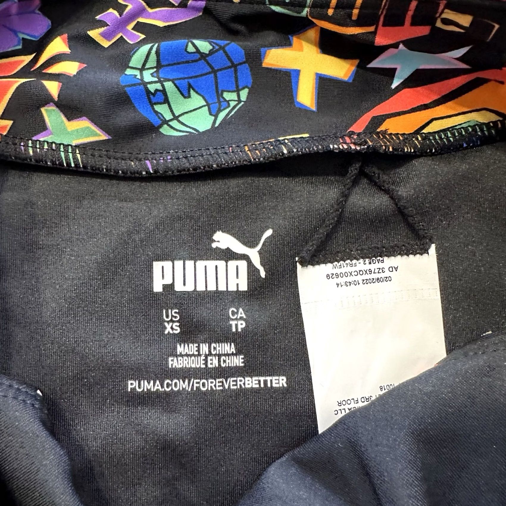 Puma PUMA Bikini Bottoms XS Womens Black Logo High Waisted AOP Pride Love Size 26" / US 2 / IT 38 - 4 Thumbnail
