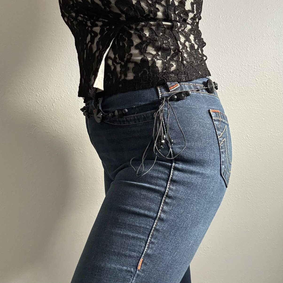Vintage Vintage 90s Whimsygoth Grunge Black Cord Beaded Chain Belt Size ONE SIZE - 2 Thumbnail