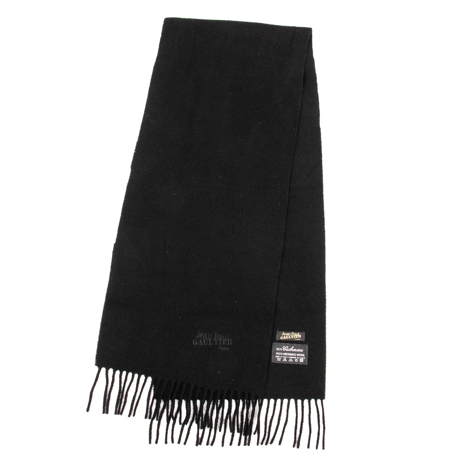 Jean Paul Gaultier Gaultier Logo Embroidered Fringe Scarf in Black Size ONE SIZE - 1 Thumbnail