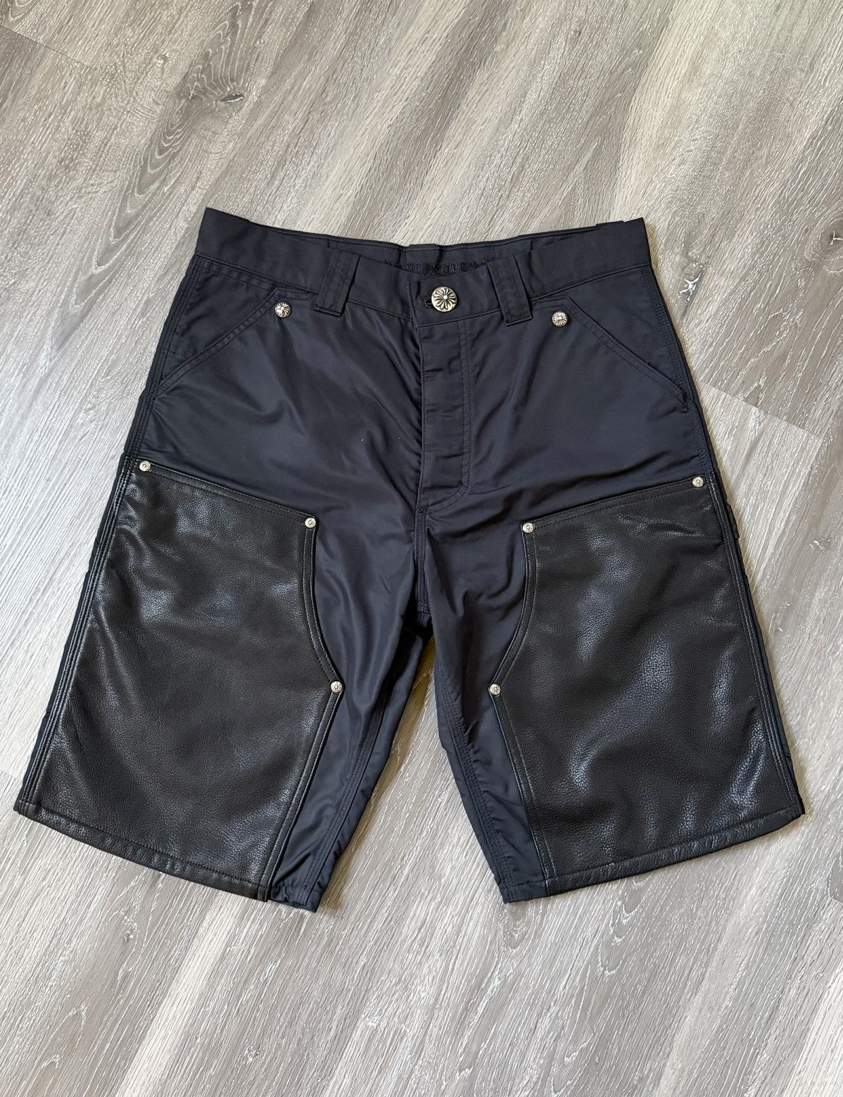 Chrome Hearts Lambskin Leather Nylon Carpenter Shorts Size US 31 - 1 Thumbnail