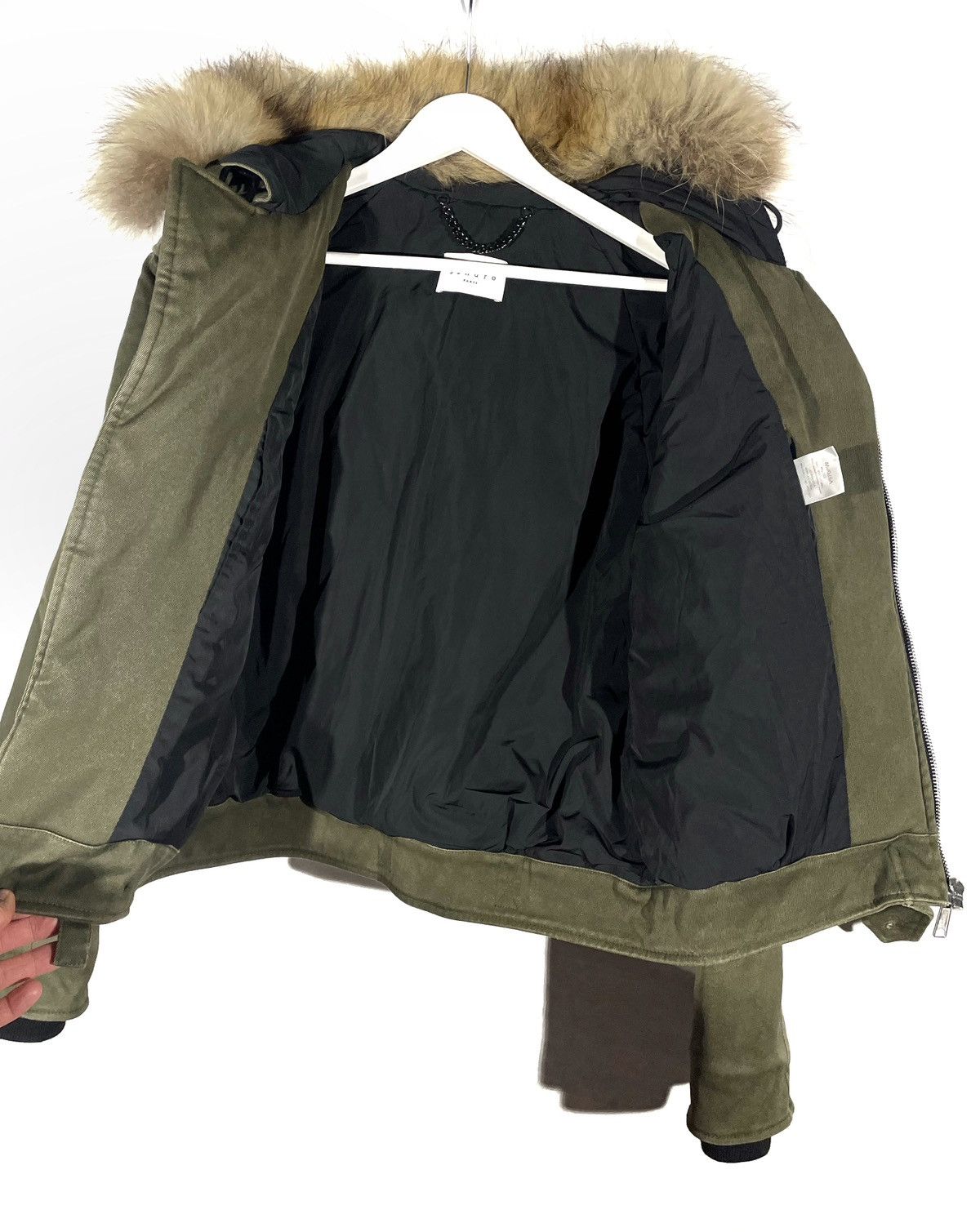 Sandro Sandro Paris Women Denim Green Fur Opium Jacket Size S Size S / US 4 / IT 40 - 8 Thumbnail