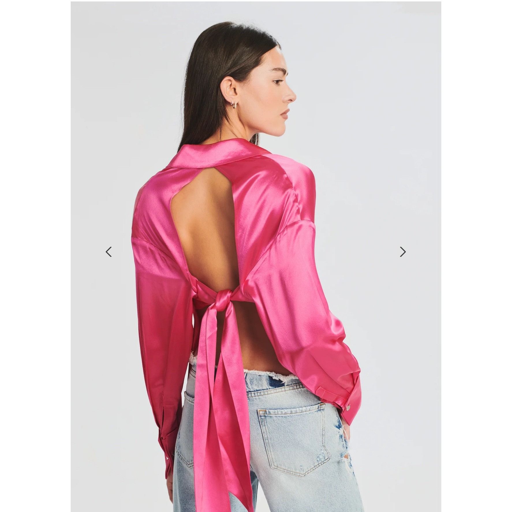 Image of Ser O Ya New Ser.o.ya Mel Revolve Top Satin Hot Pink Size S Womens Long