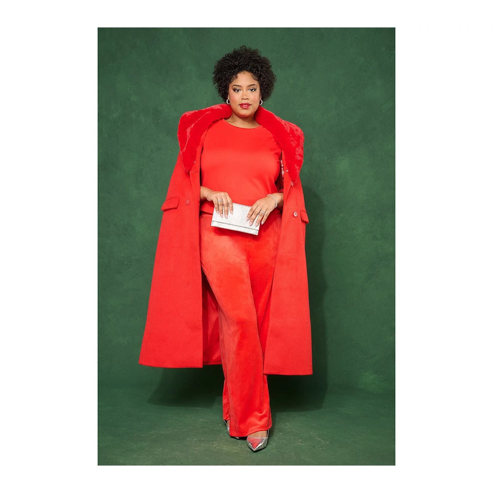& Other Stories by Stacy London Coat w/ Fur Collar Scarlet Flame XS A671318 Size XS / US 0-2 / IT 36-38 - 2 Thumbnail