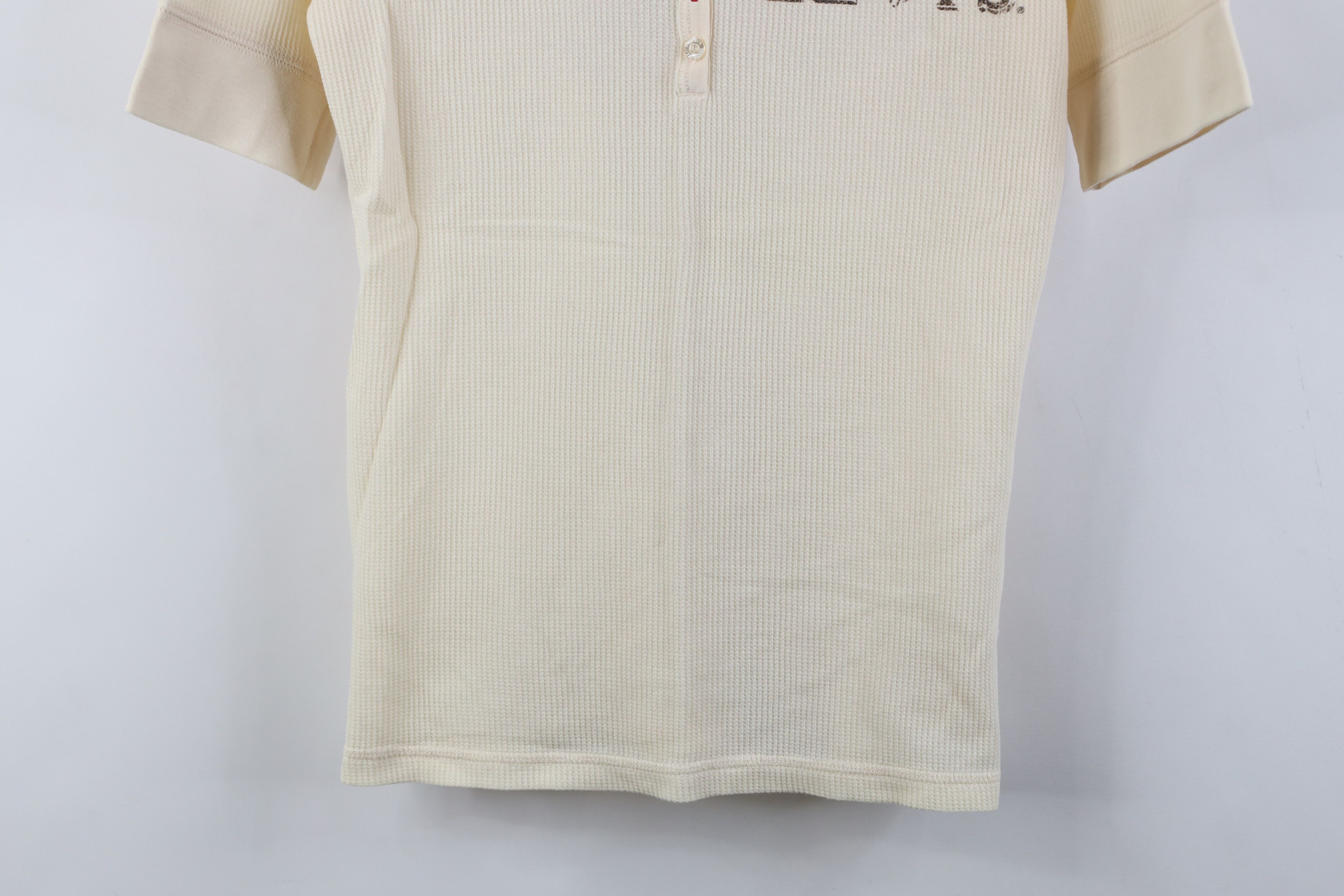 Levi's Vintage Y2K Levis Cropped Thermal Waffle Knit Henley T-Shirt Size L / US 10 / IT 46 - 3 Thumbnail