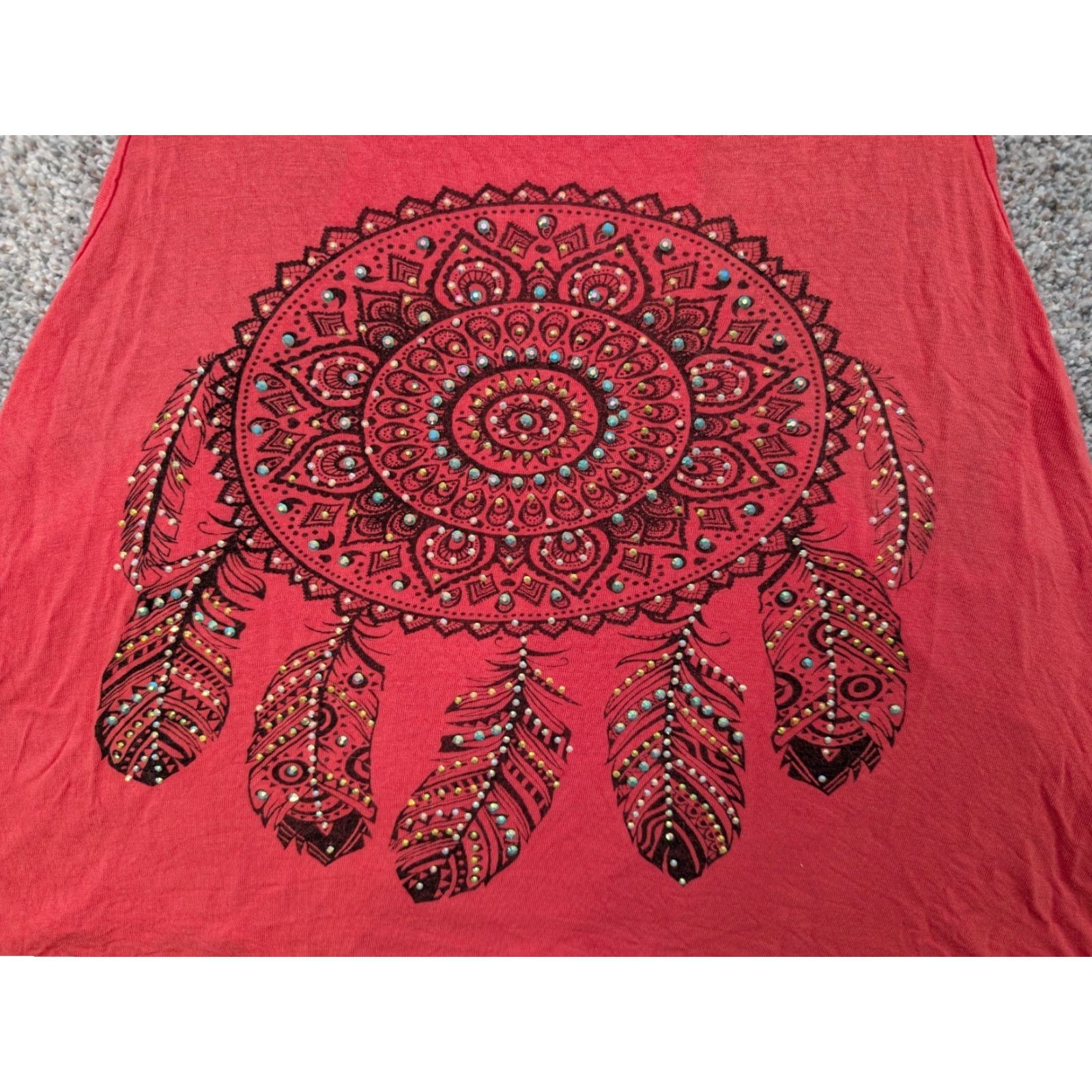 Vintage VINTAGE Charlotte Russe Tank Adult Small Coral Dream Catcher Fairy Boho Y2K Women Sleeveless Rayon Embroidered 90s Size S / US 4 / IT 40 - 3 Thumbnail